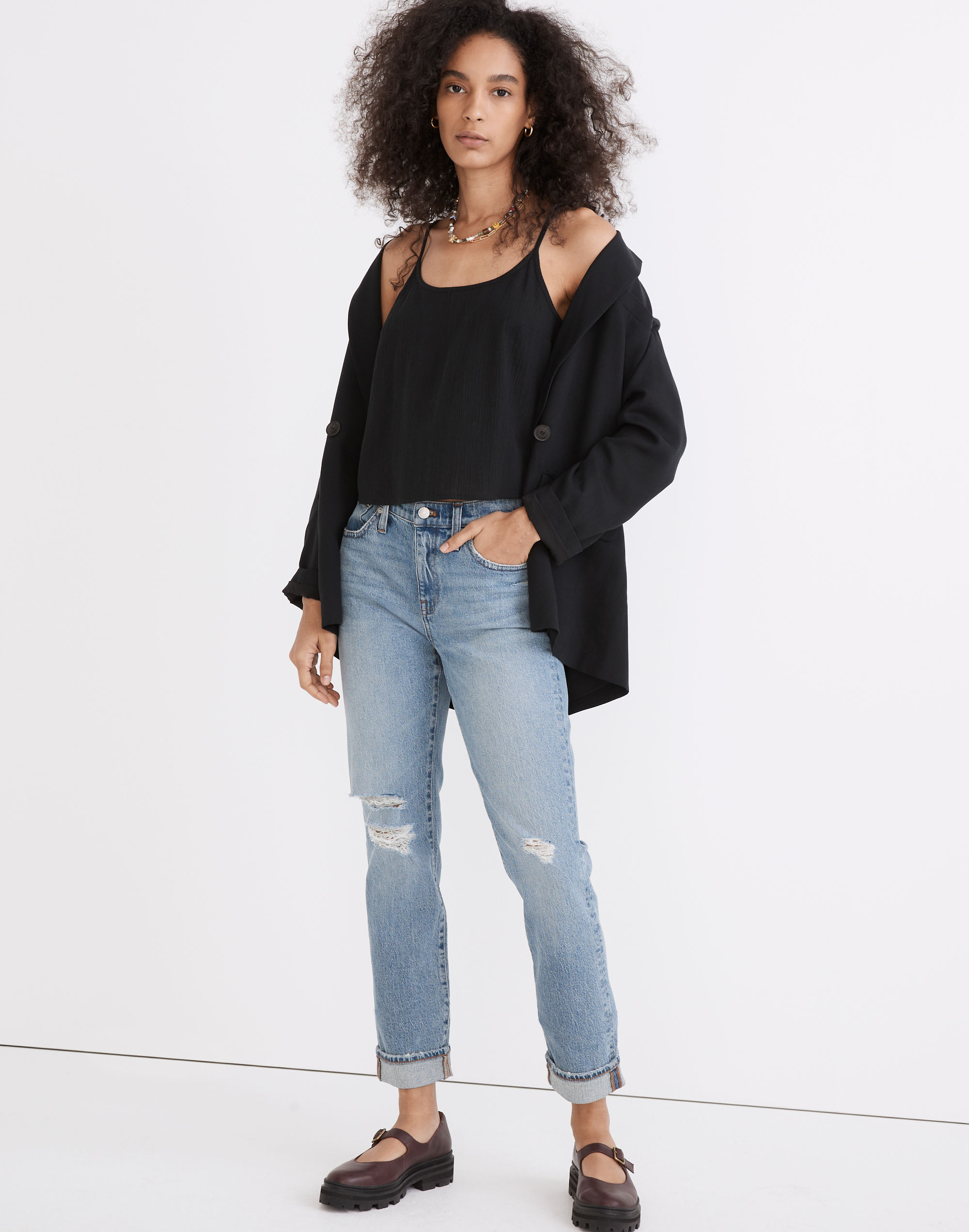 The High-Rise Slim Boyjean in Birchwood Wash