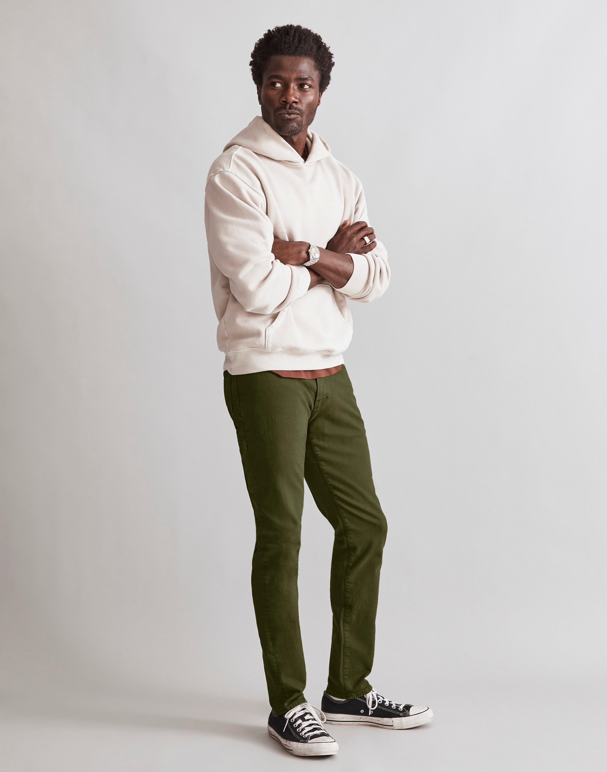 Garment-Dyed Athletic Slim Jeans