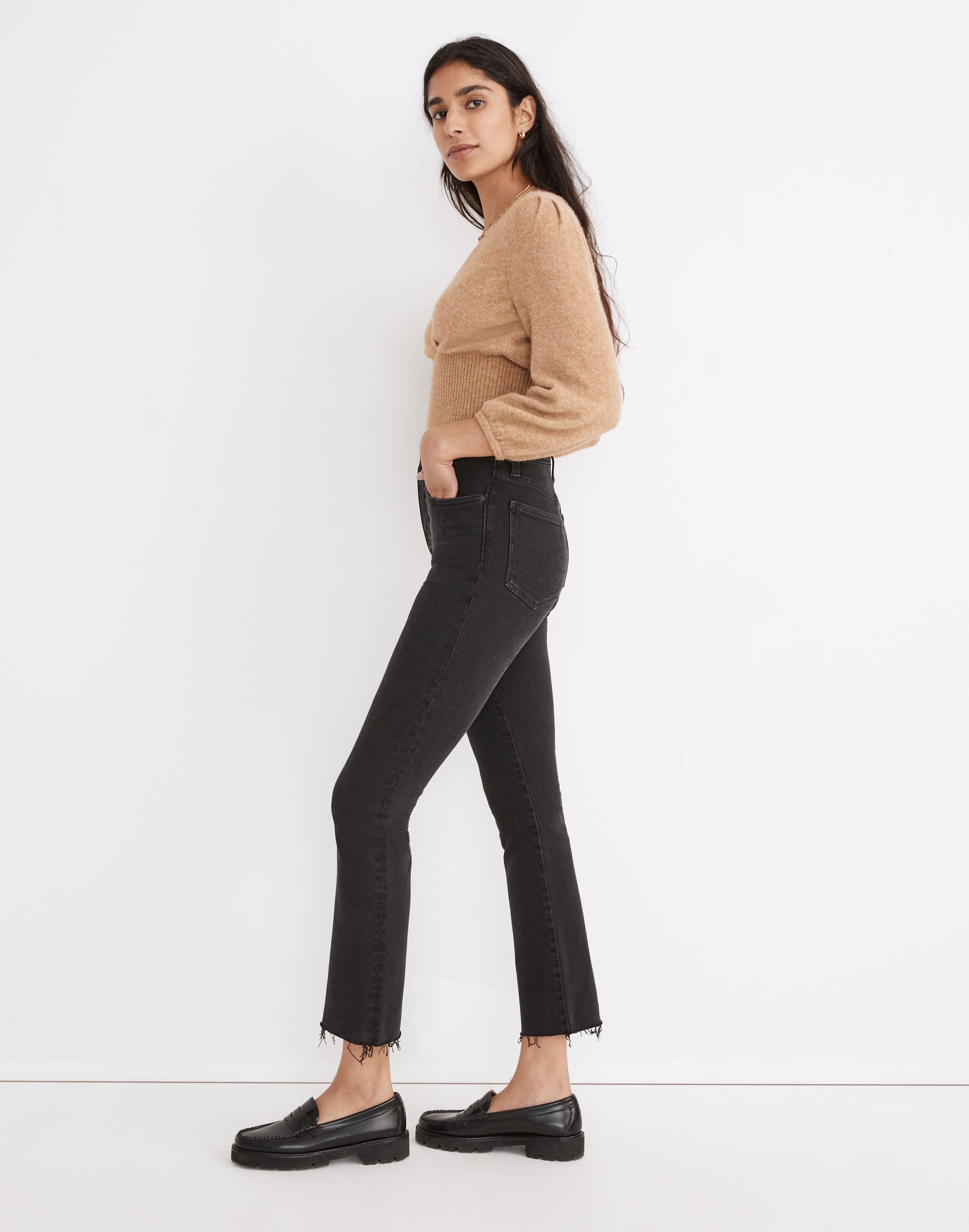 Petite Cali Demi-Boot Jeans in Bayland Wash: Raw-Hem Edition