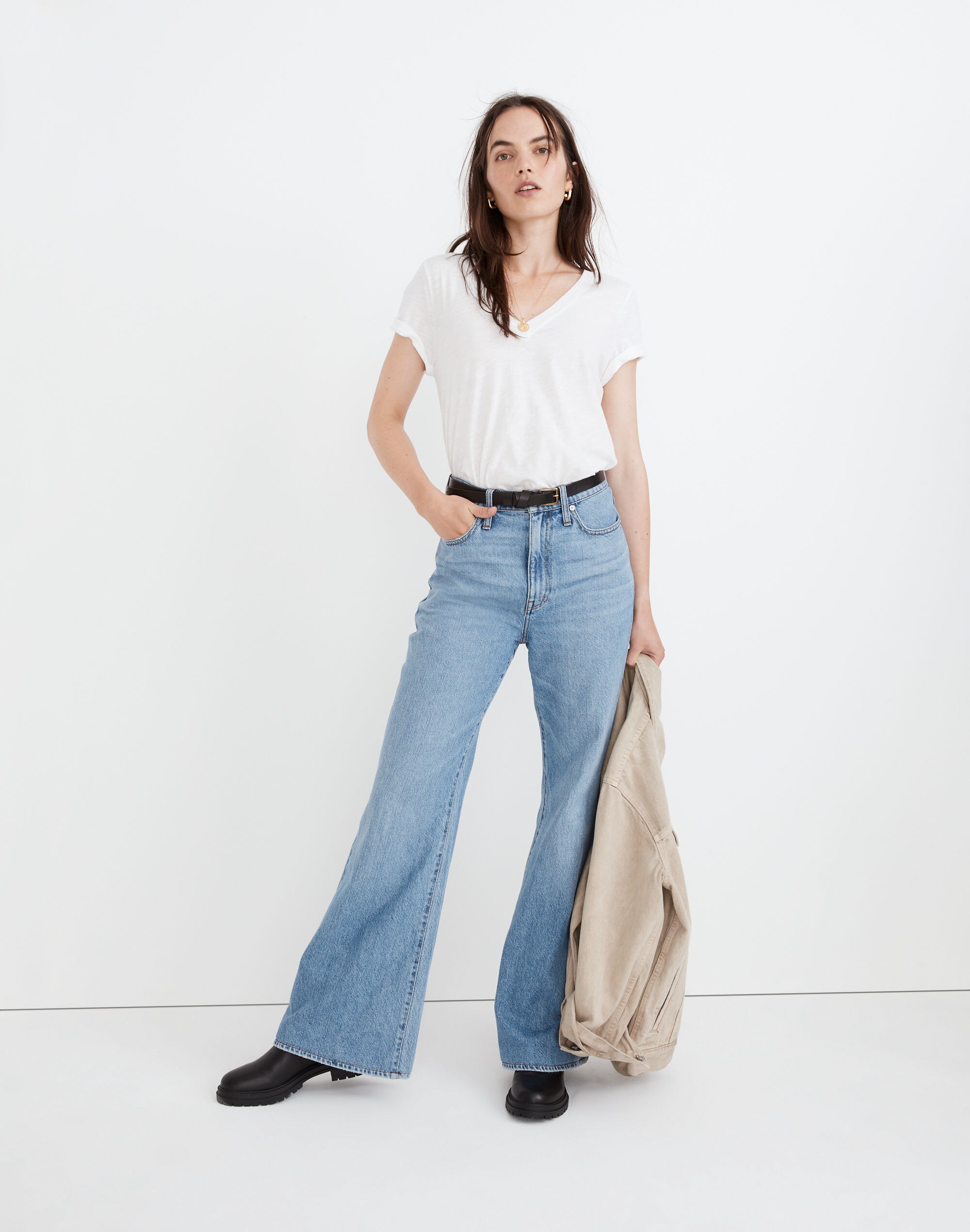 Baggy Flare Jeans in Cantwell Wash