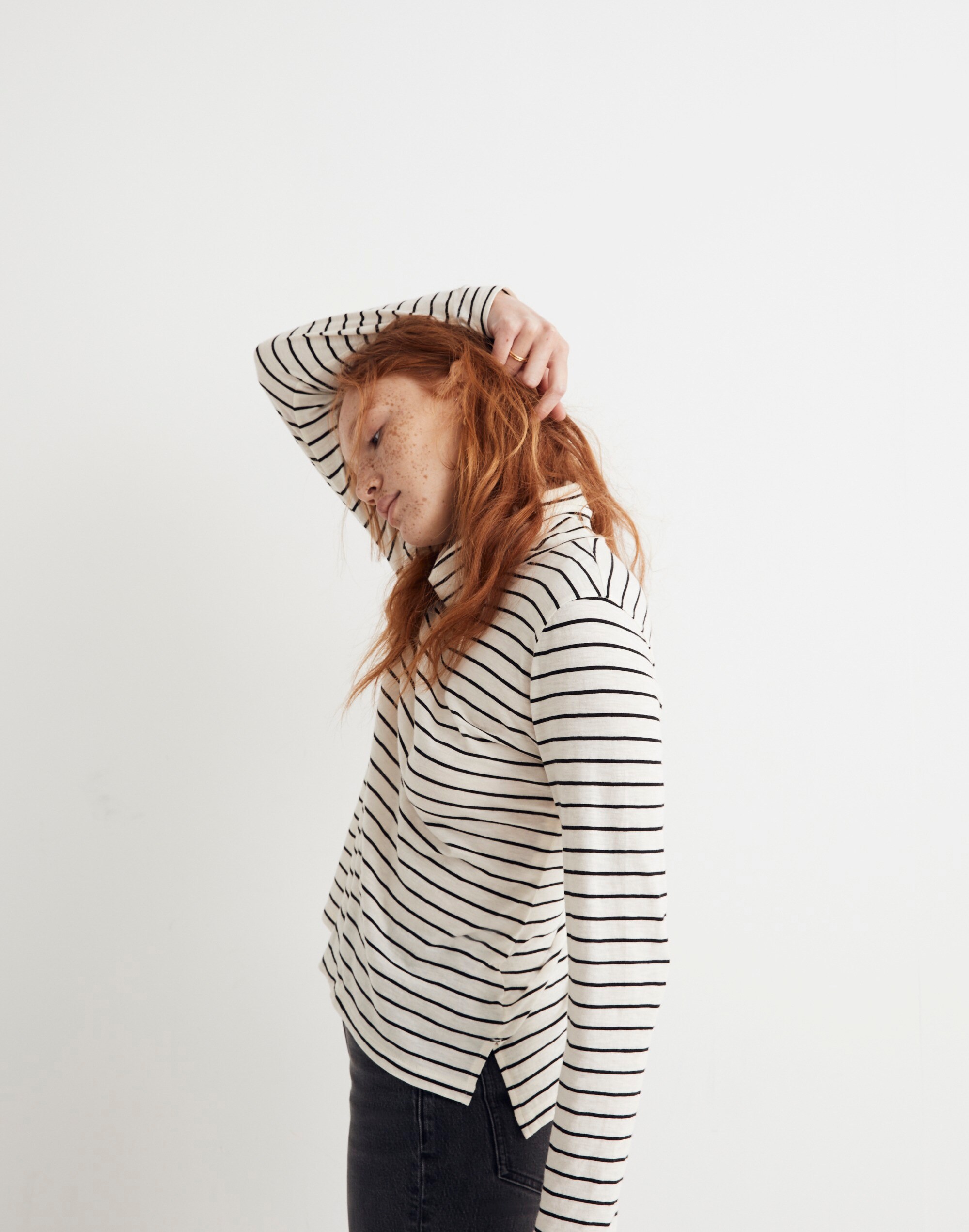 Whisper Cotton Turtleneck in Ronnie Stripe