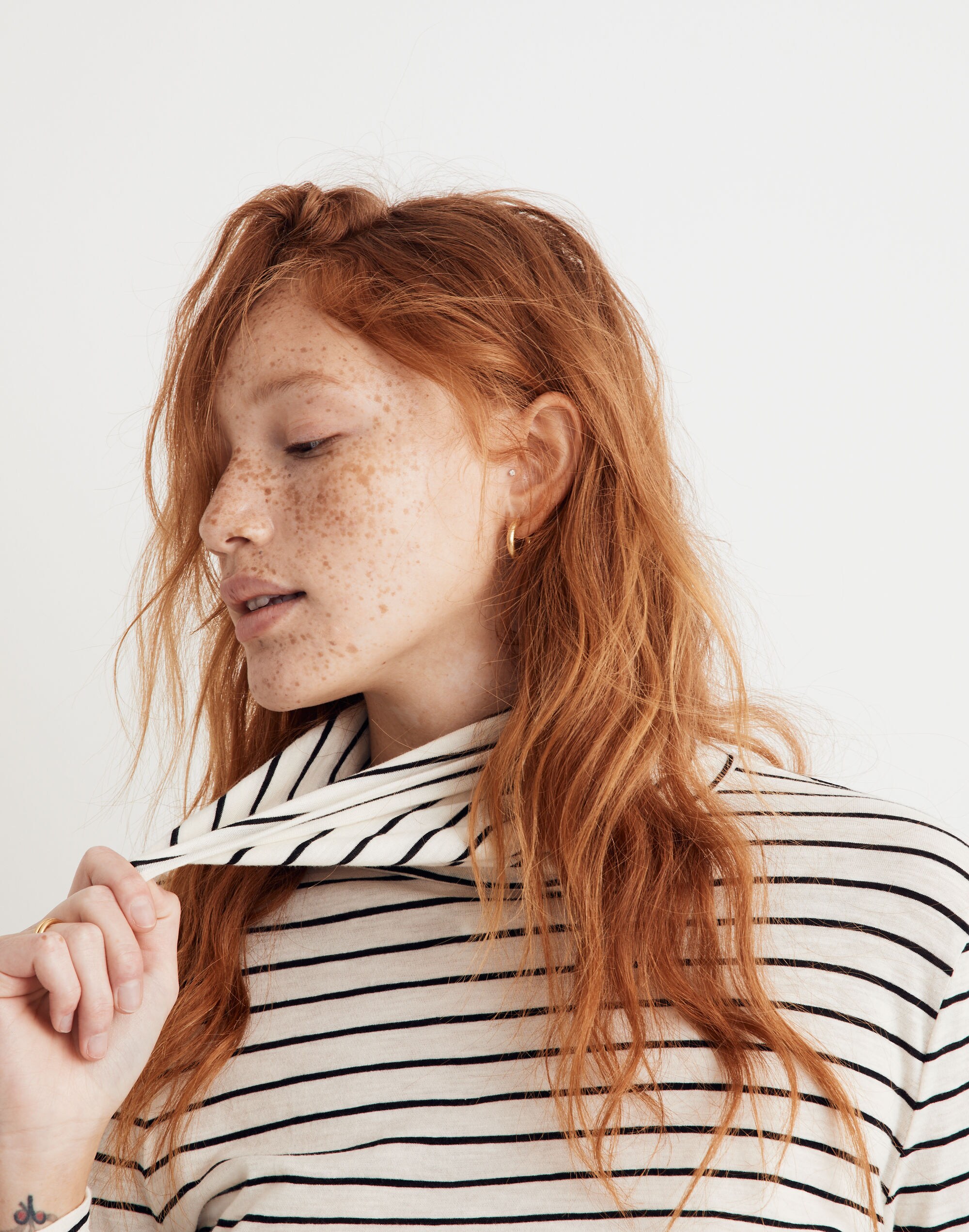 Whisper Cotton Turtleneck in Ronnie Stripe