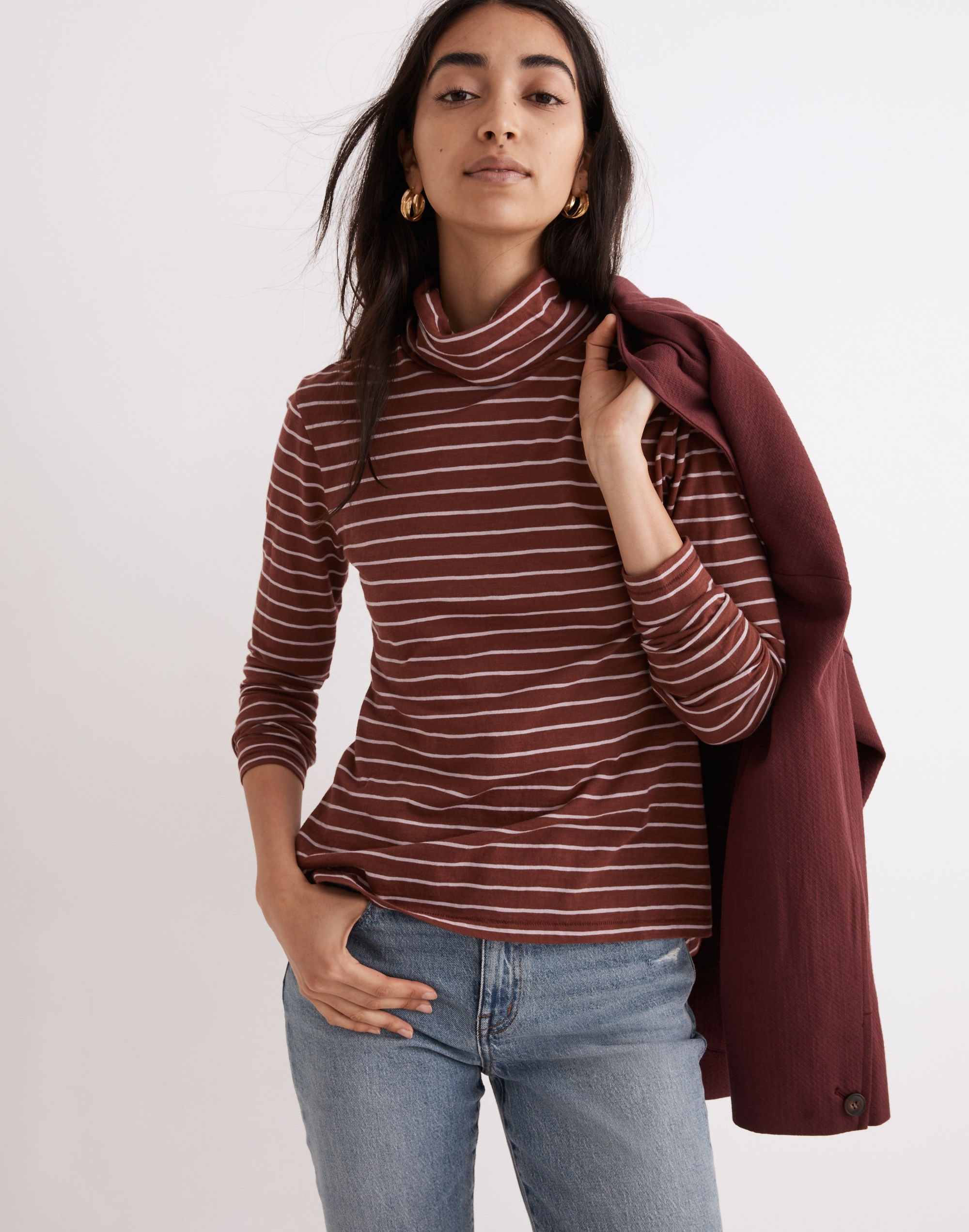 Whisper Cotton Turtleneck in Ronnie Stripe