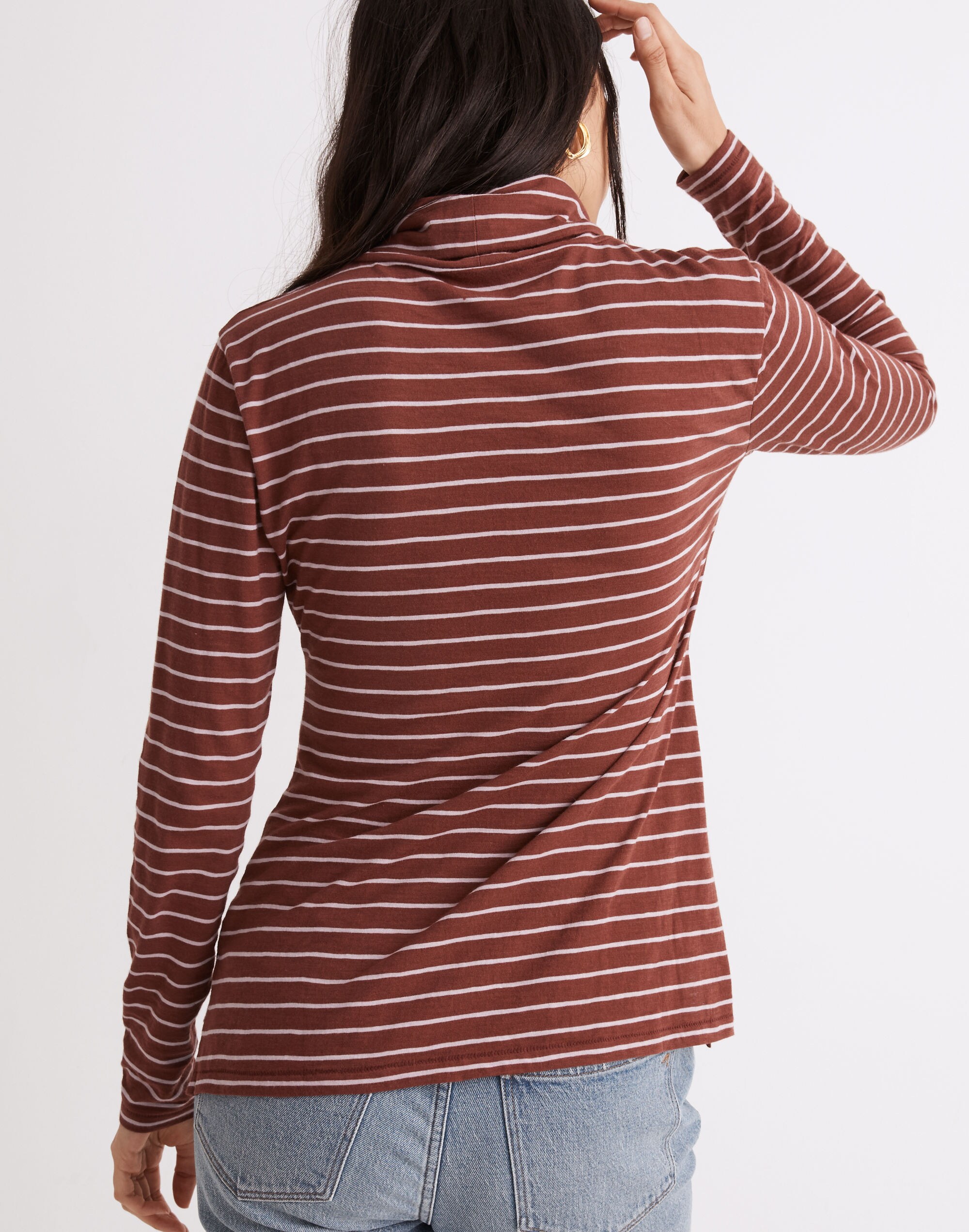 Whisper Cotton Turtleneck in Ronnie Stripe