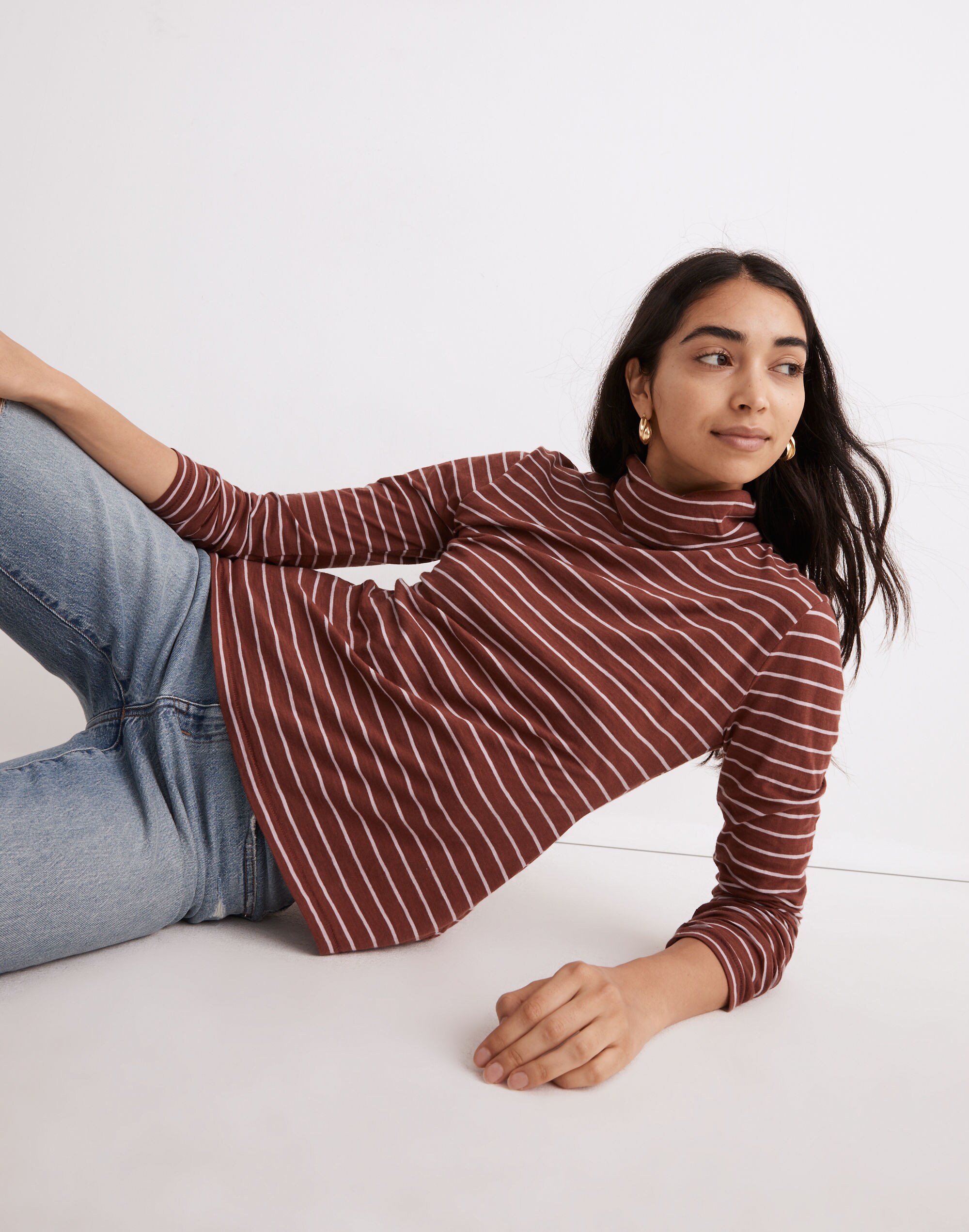 Whisper Cotton Turtleneck in Ronnie Stripe