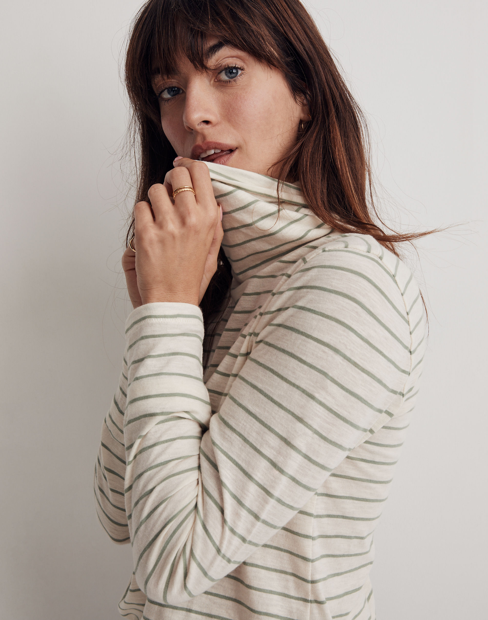 Whisper Cotton Turtleneck in Ronnie Stripe