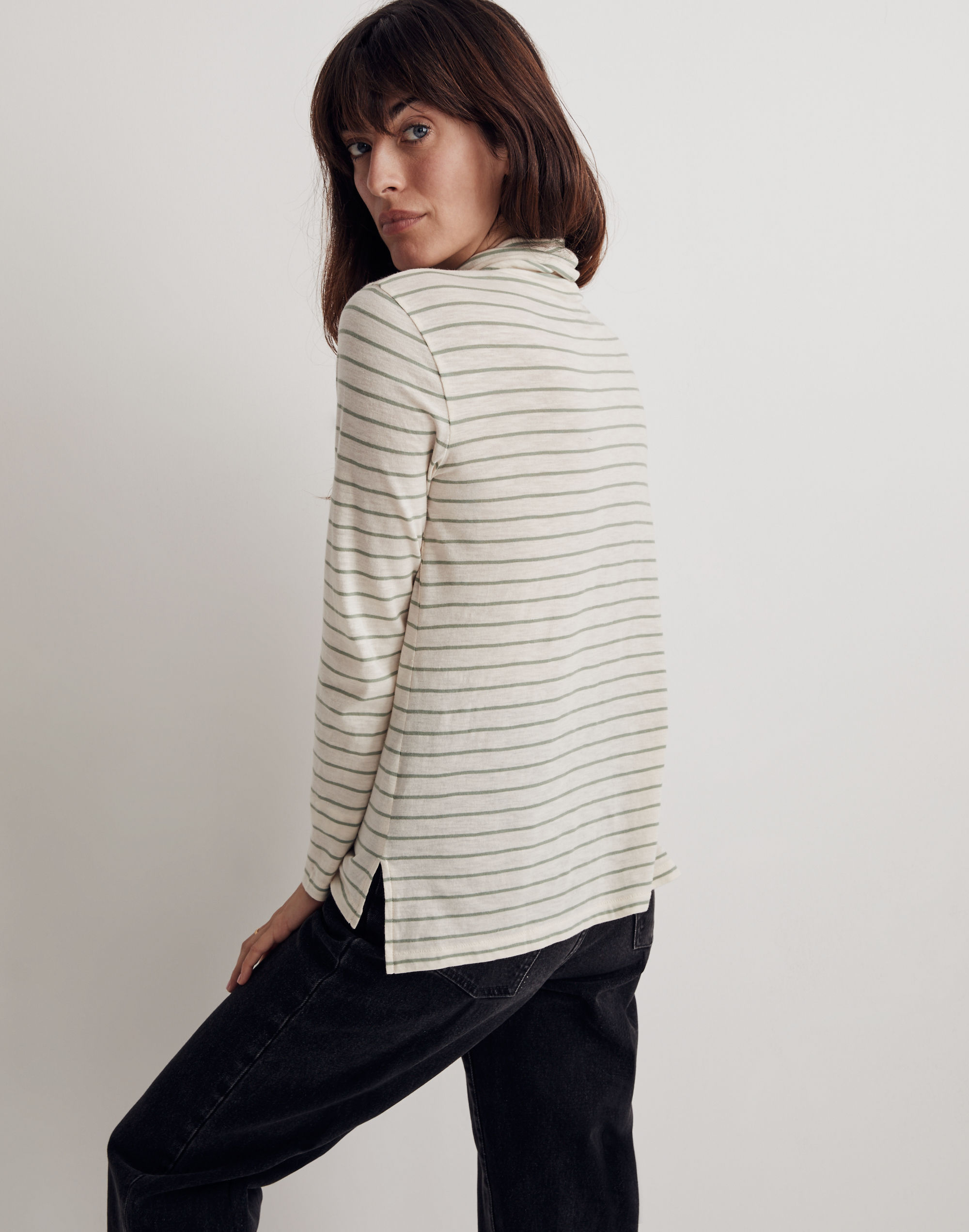 Whisper Cotton Turtleneck in Ronnie Stripe