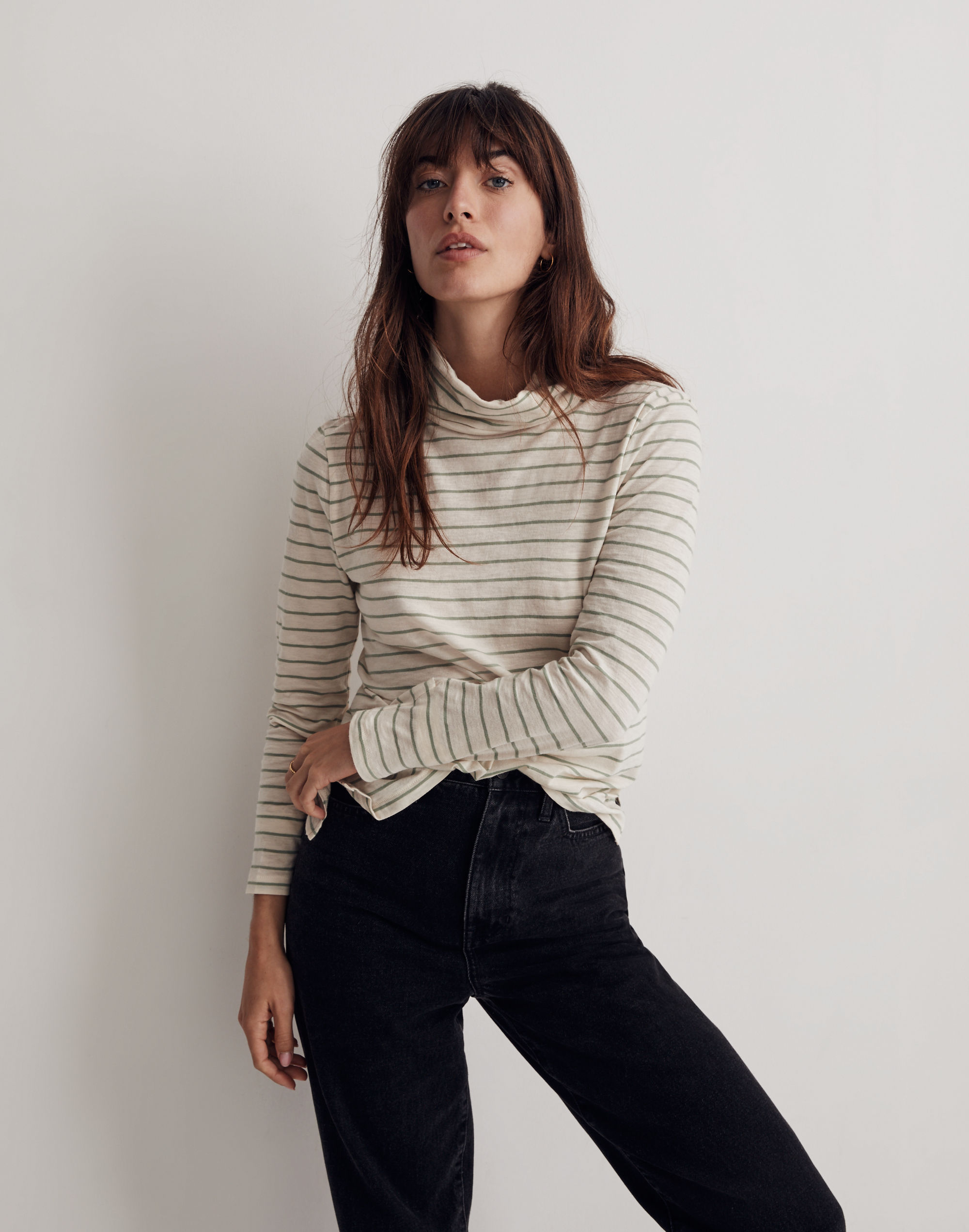 Whisper Cotton Turtleneck in Ronnie Stripe