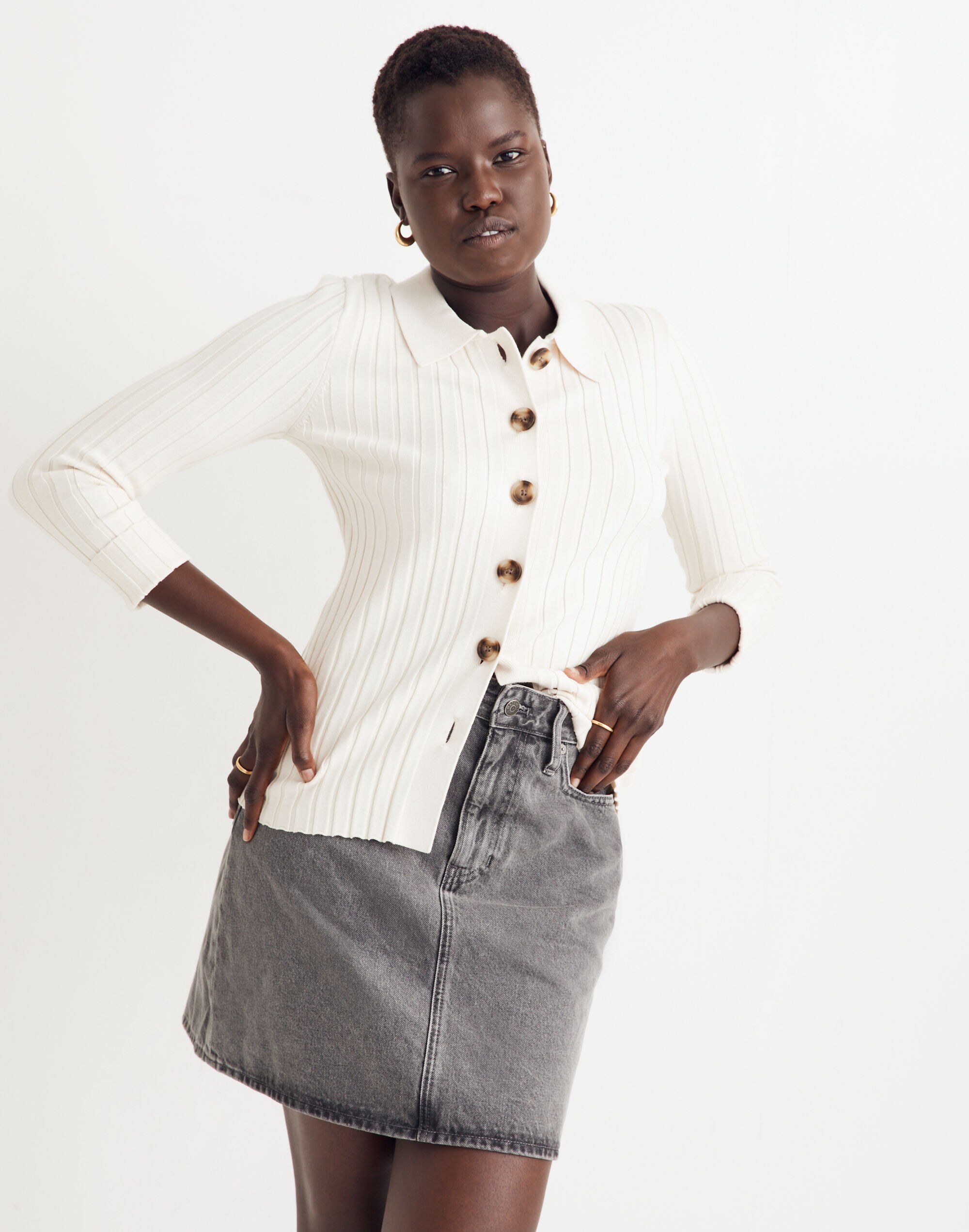 Curvy Denim High-Waist Straight Mini Skirt in Northboro Wash