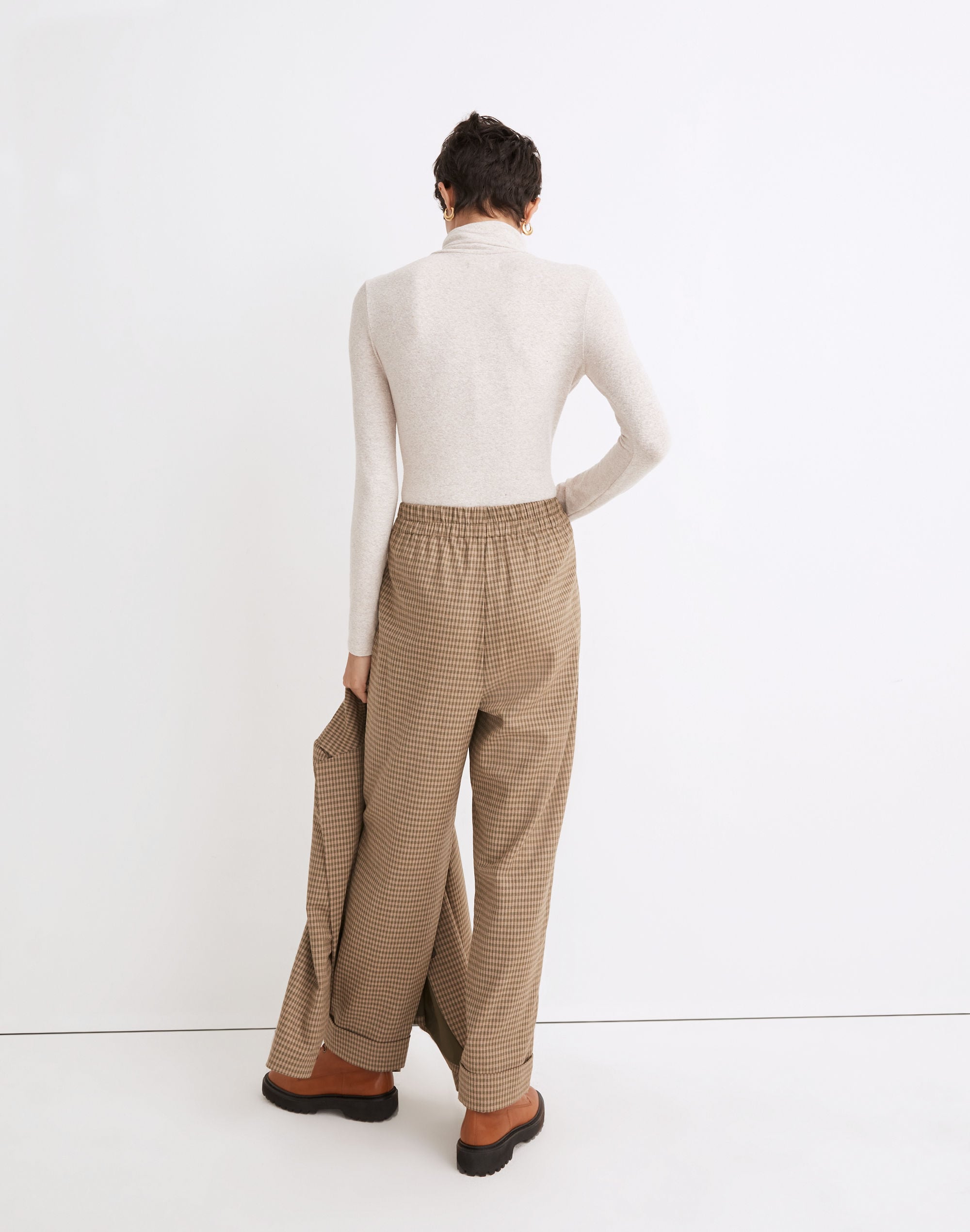 Huston Pull-On Tapered Pants in Plaid