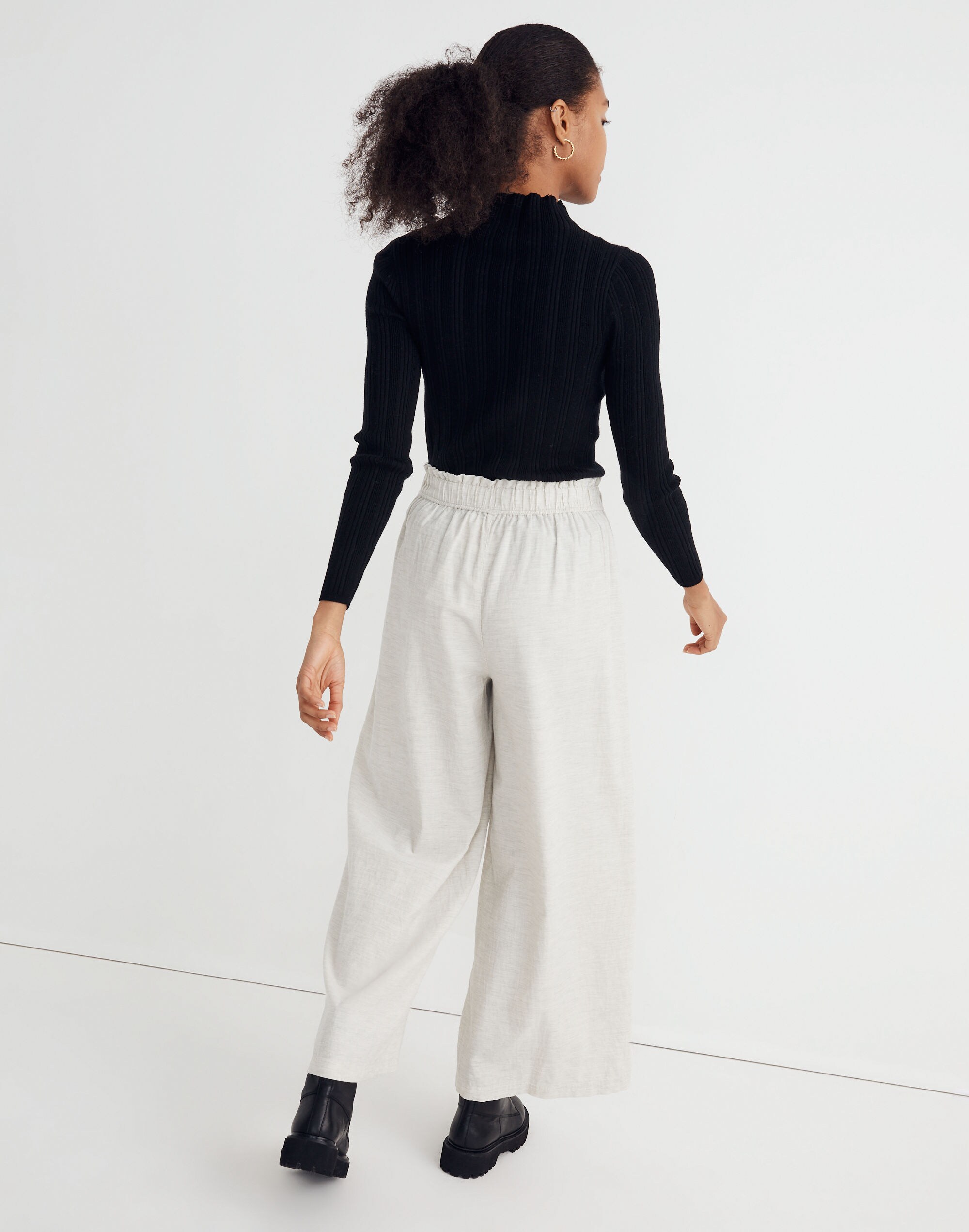Corduroy Pull-On Wide-Leg Pants