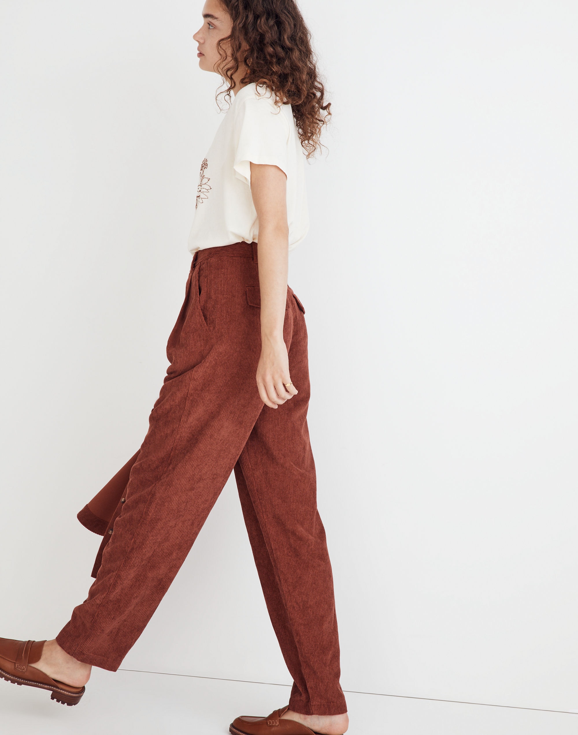 Corduroy High-Rise Tapered Pants