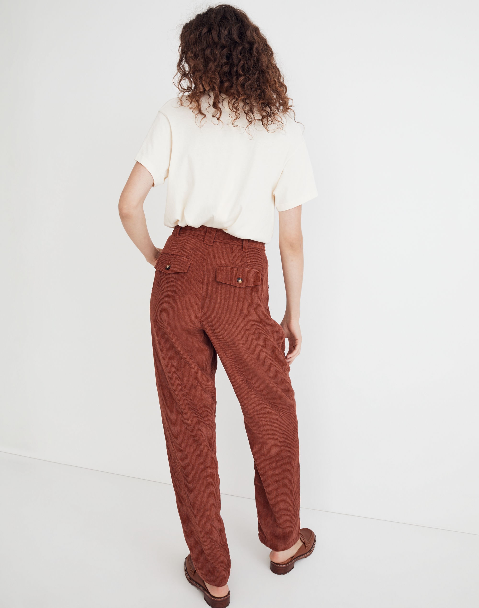 Corduroy High-Rise Tapered Pants