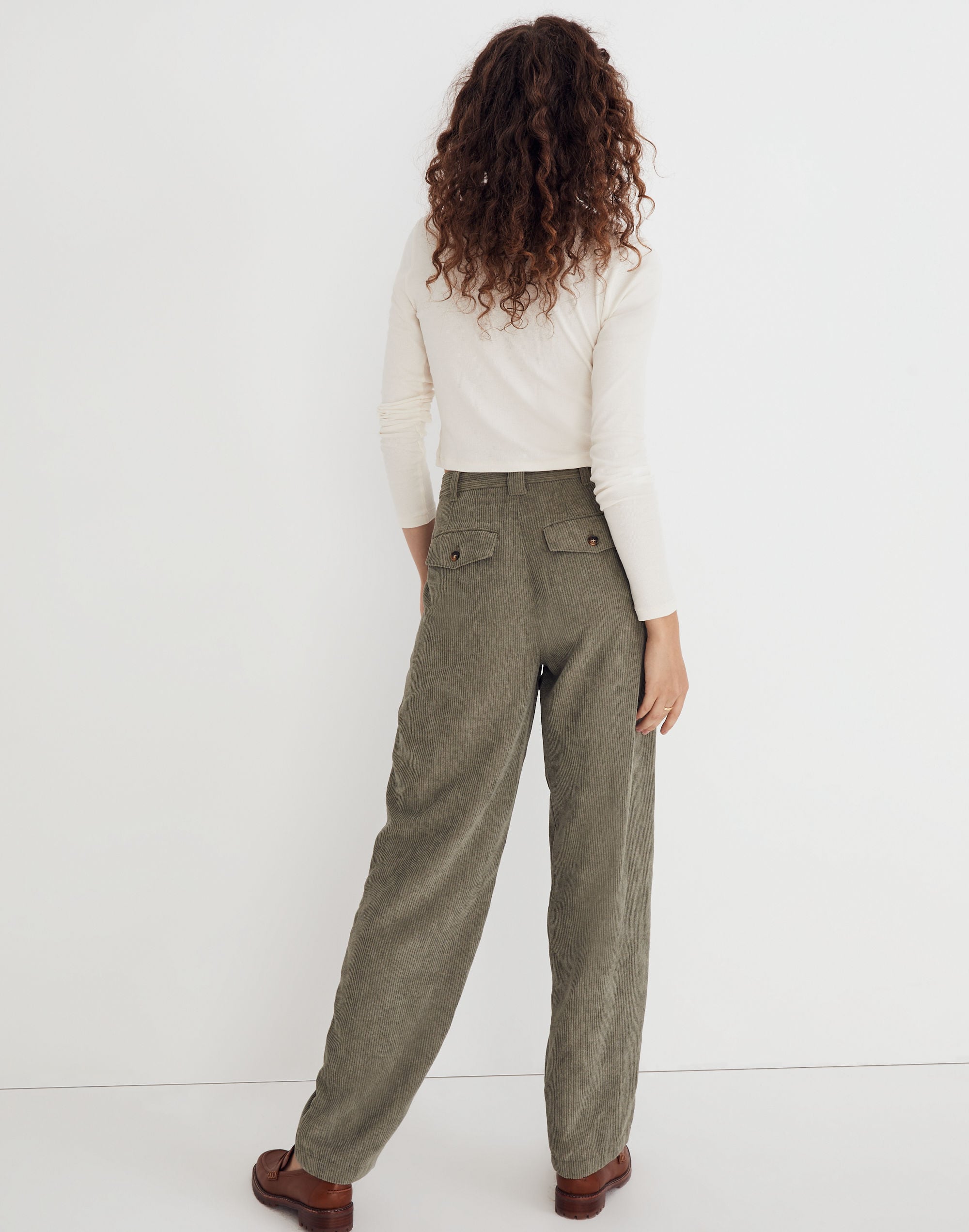 Corduroy High-Rise Tapered Pants