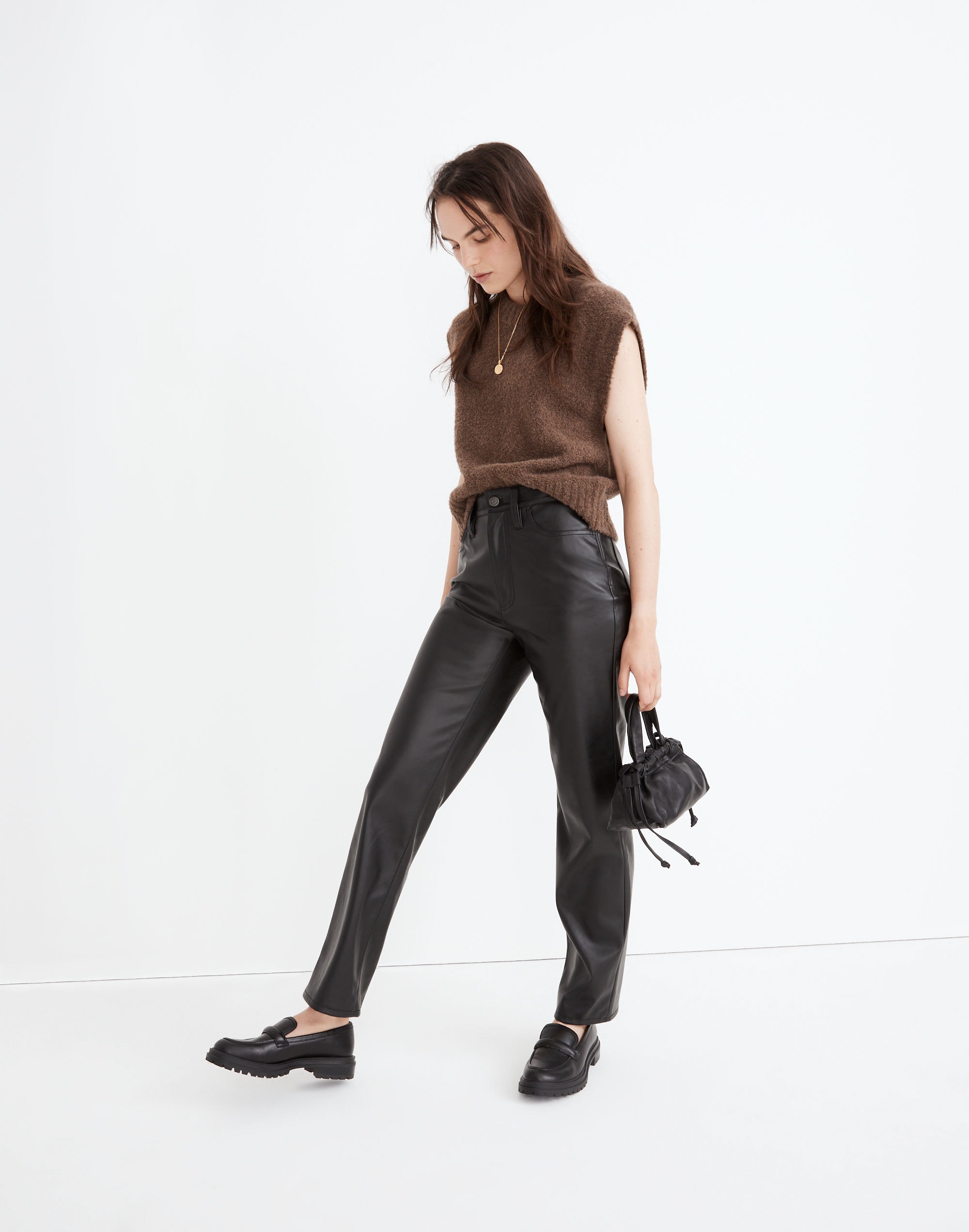 the perfect vintage straight jean: faux leather edition