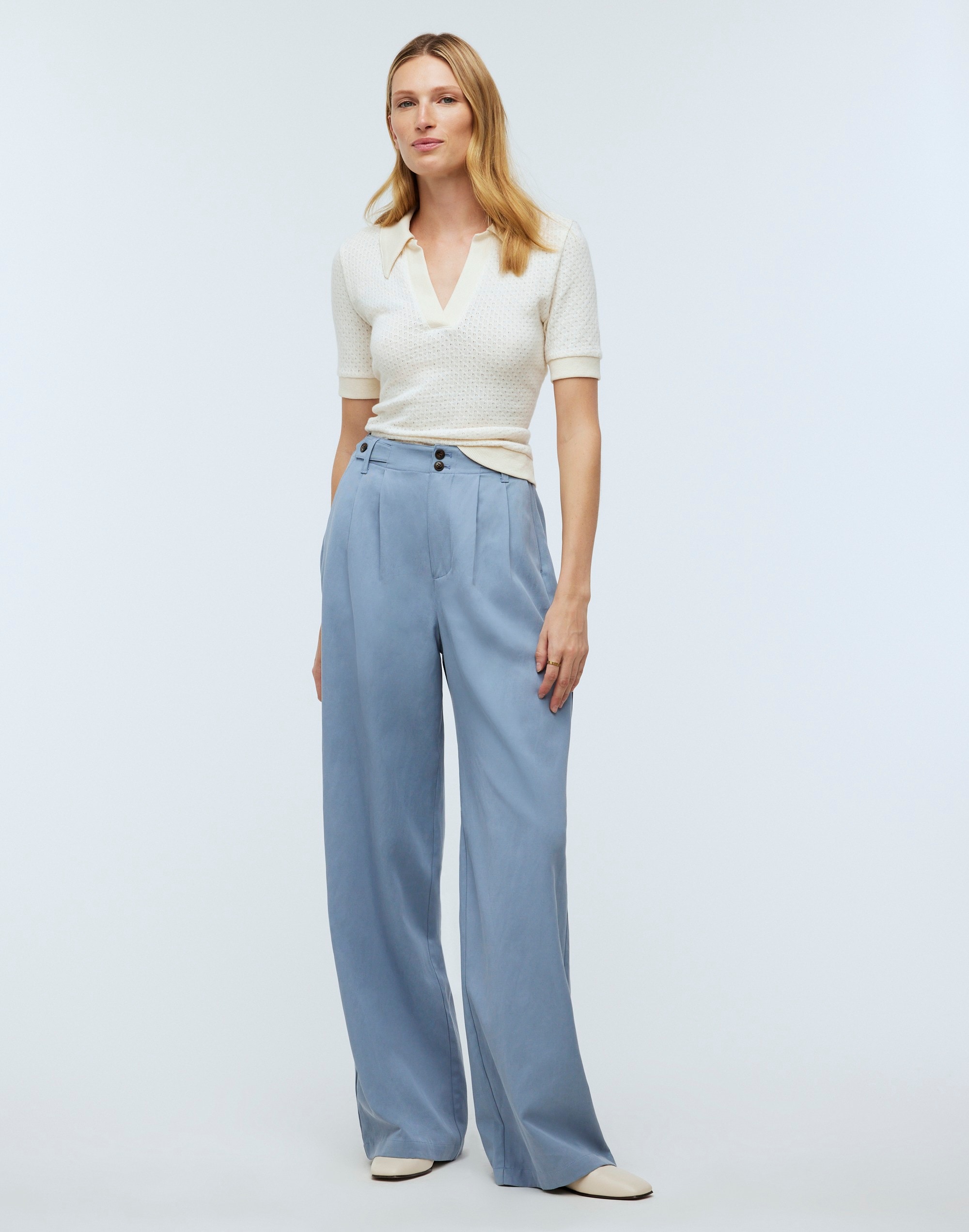Mw The Harlow Wide-leg Pant In Stonewash Blue