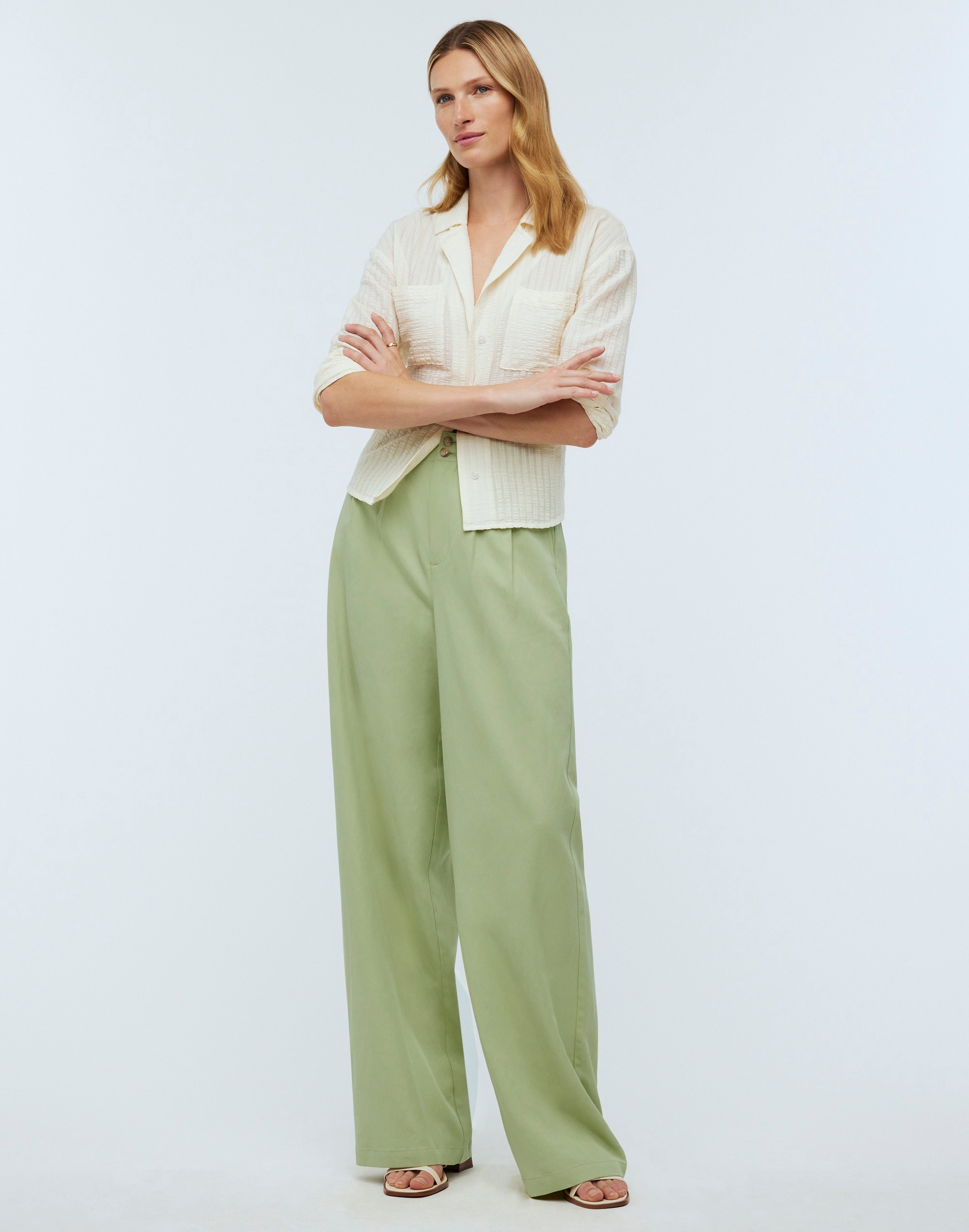Mw The Harlow Wide-leg Pant In Pale Lemongrass