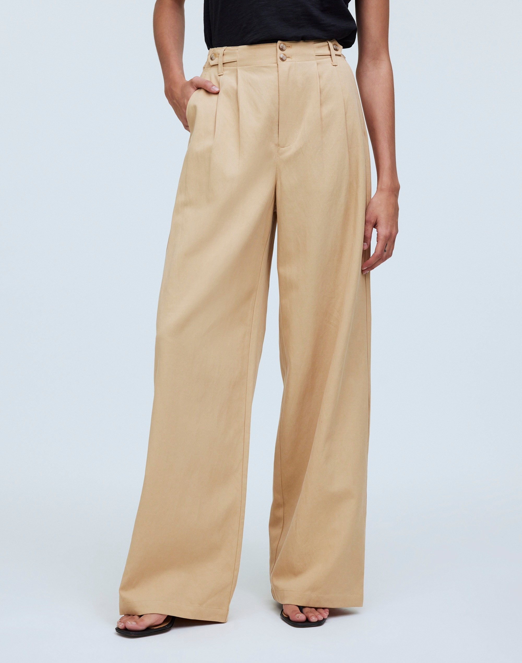 The Harlow Wide-Leg Pant in Drapey Twill Alternate Image 1