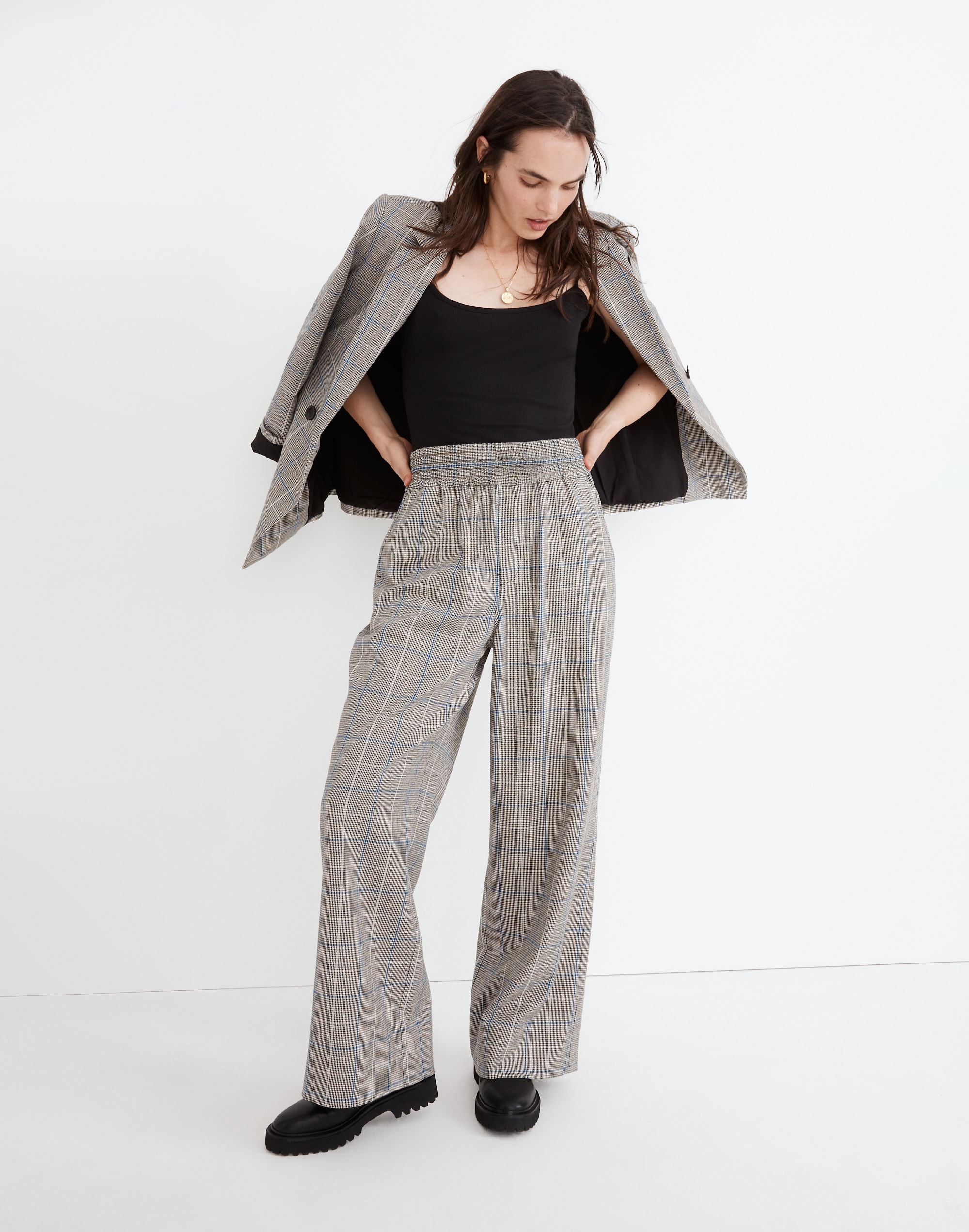 carley wide-leg pants in plaid