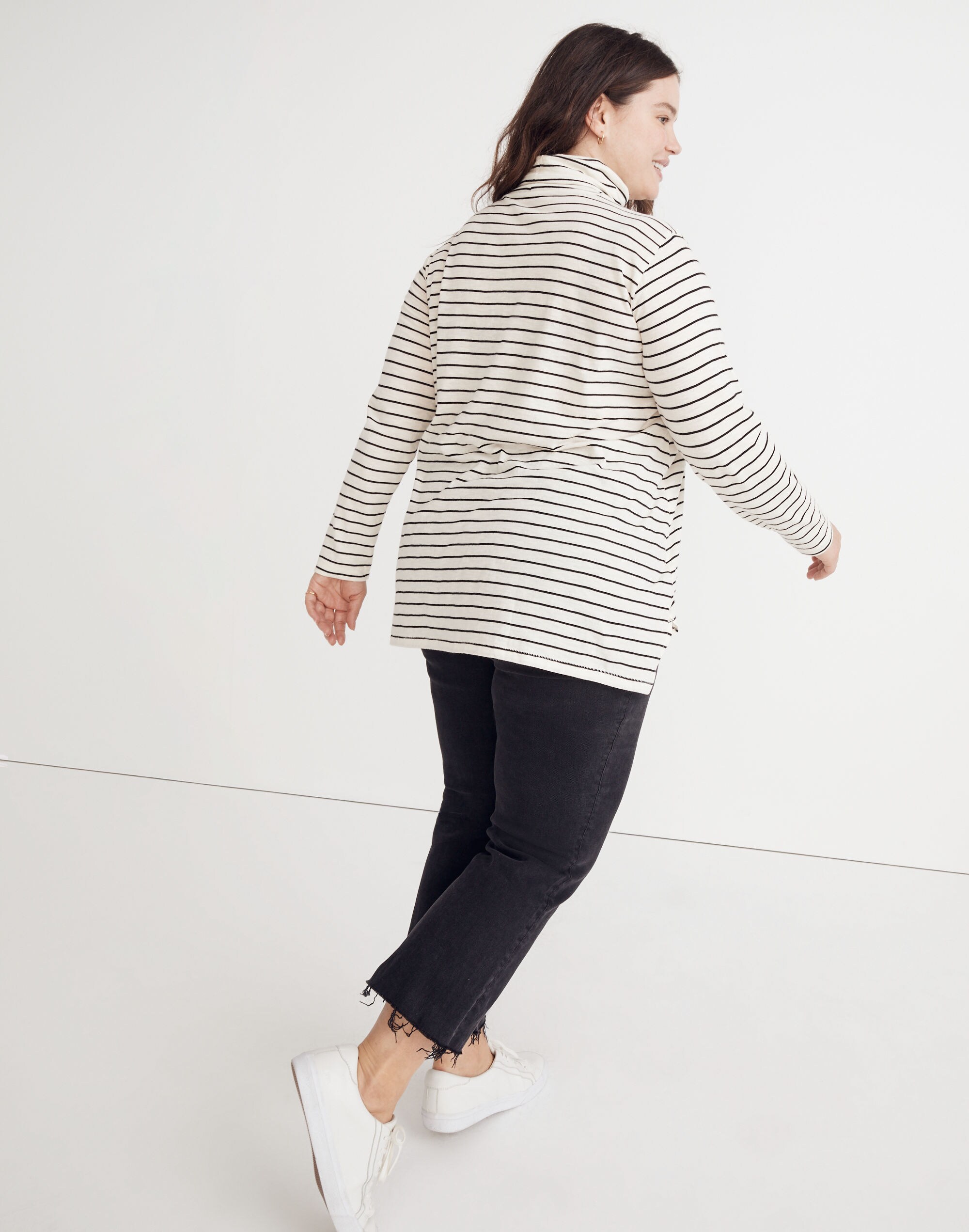 Plus Whisper Cotton Turtleneck in Ronnie Stripe