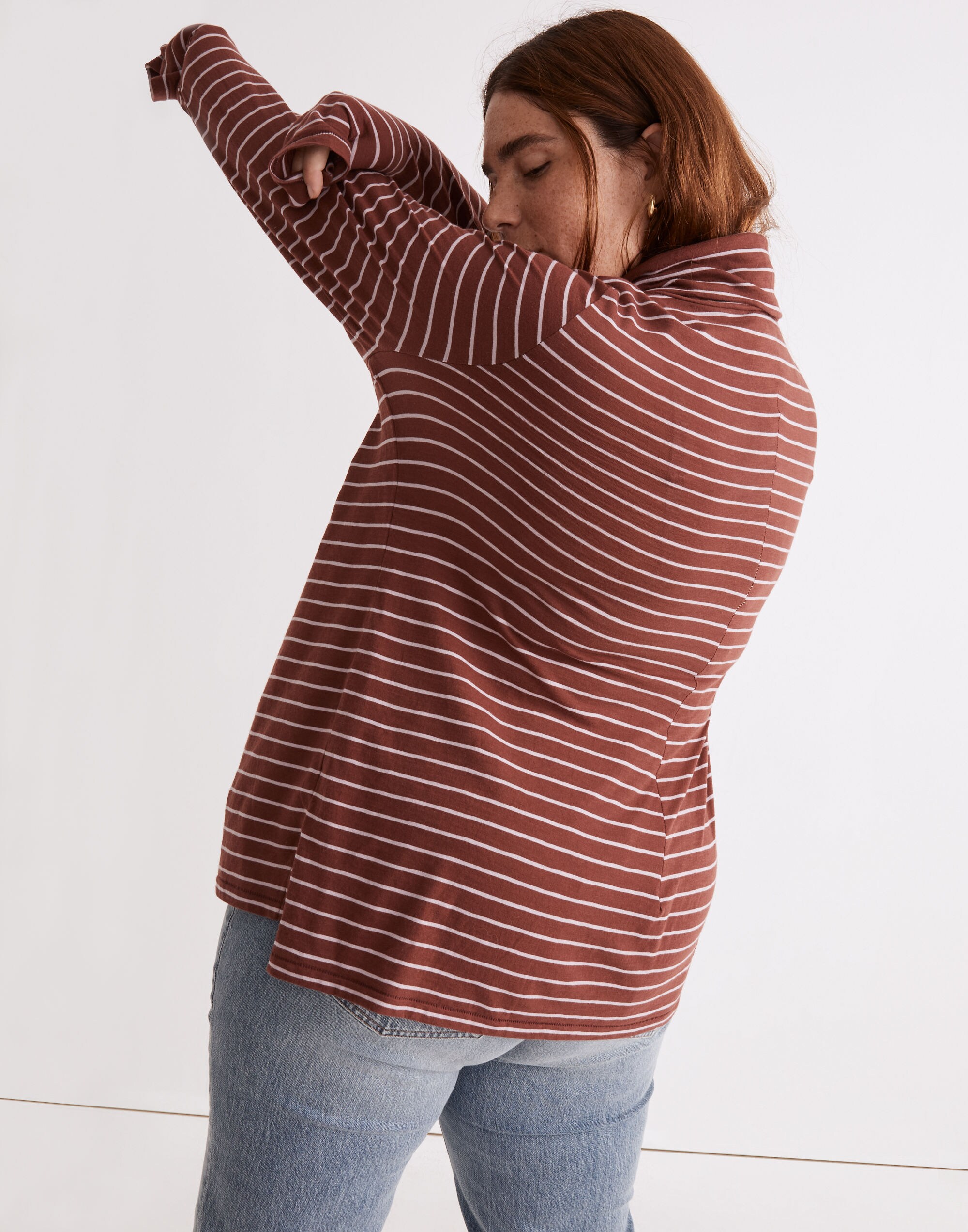 Plus Whisper Cotton Turtleneck in Ronnie Stripe