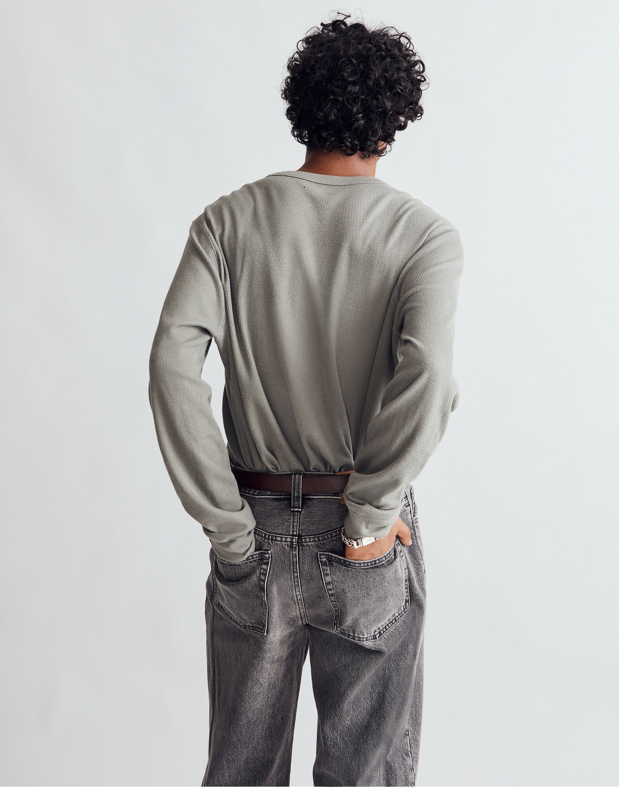 Waffle-Knit Long-Sleeve Tee