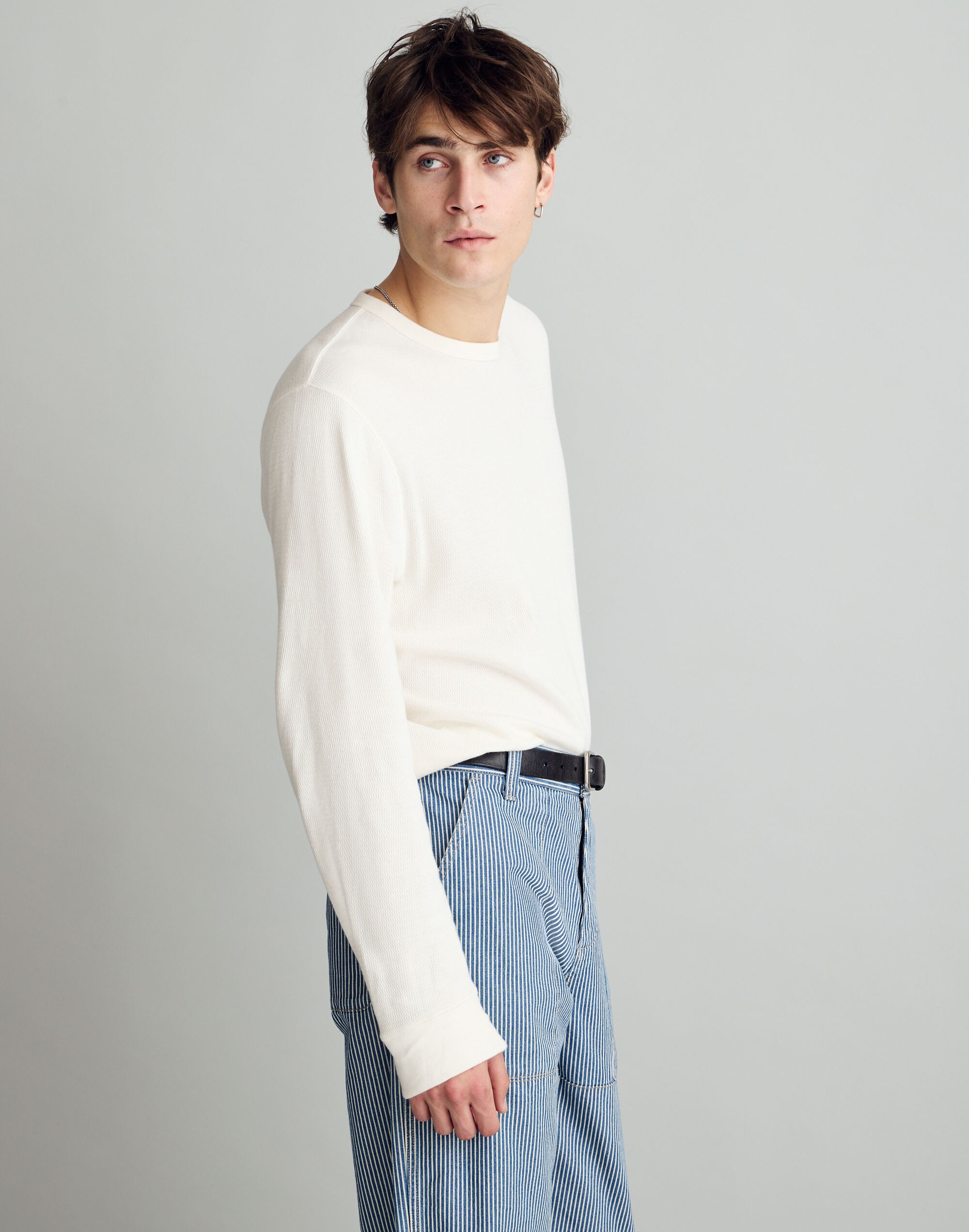 Waffle-Knit Long-Sleeve Tee