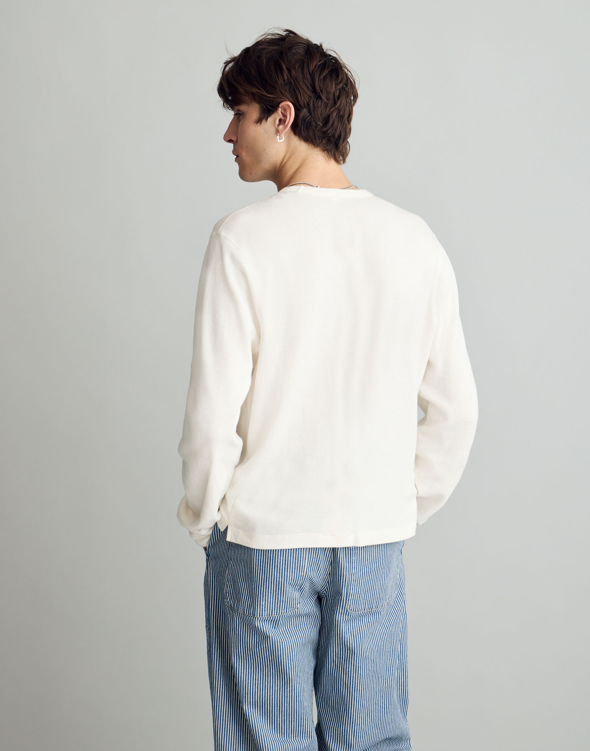 Waffle-Knit Long-Sleeve Tee