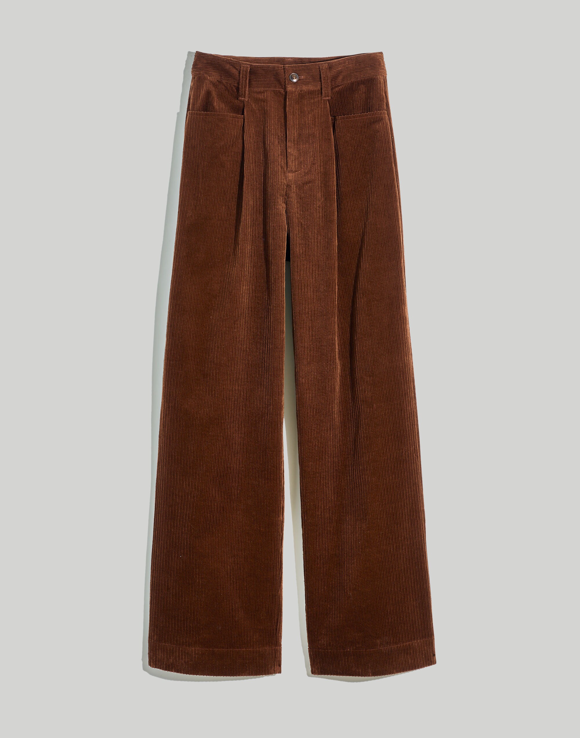 Corduroy Pleated Wide-Leg Pants