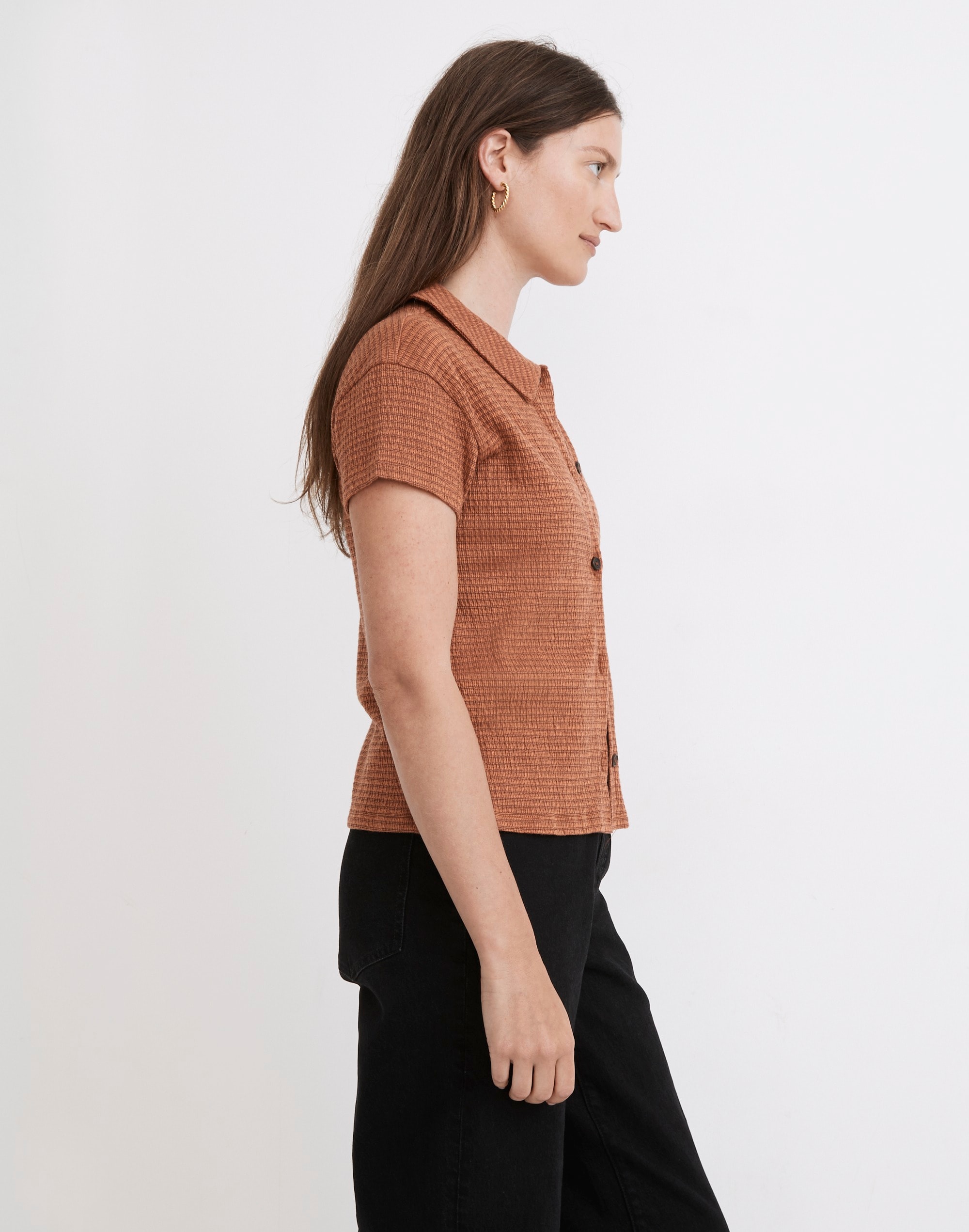Knit Textured Button-Front Shirt