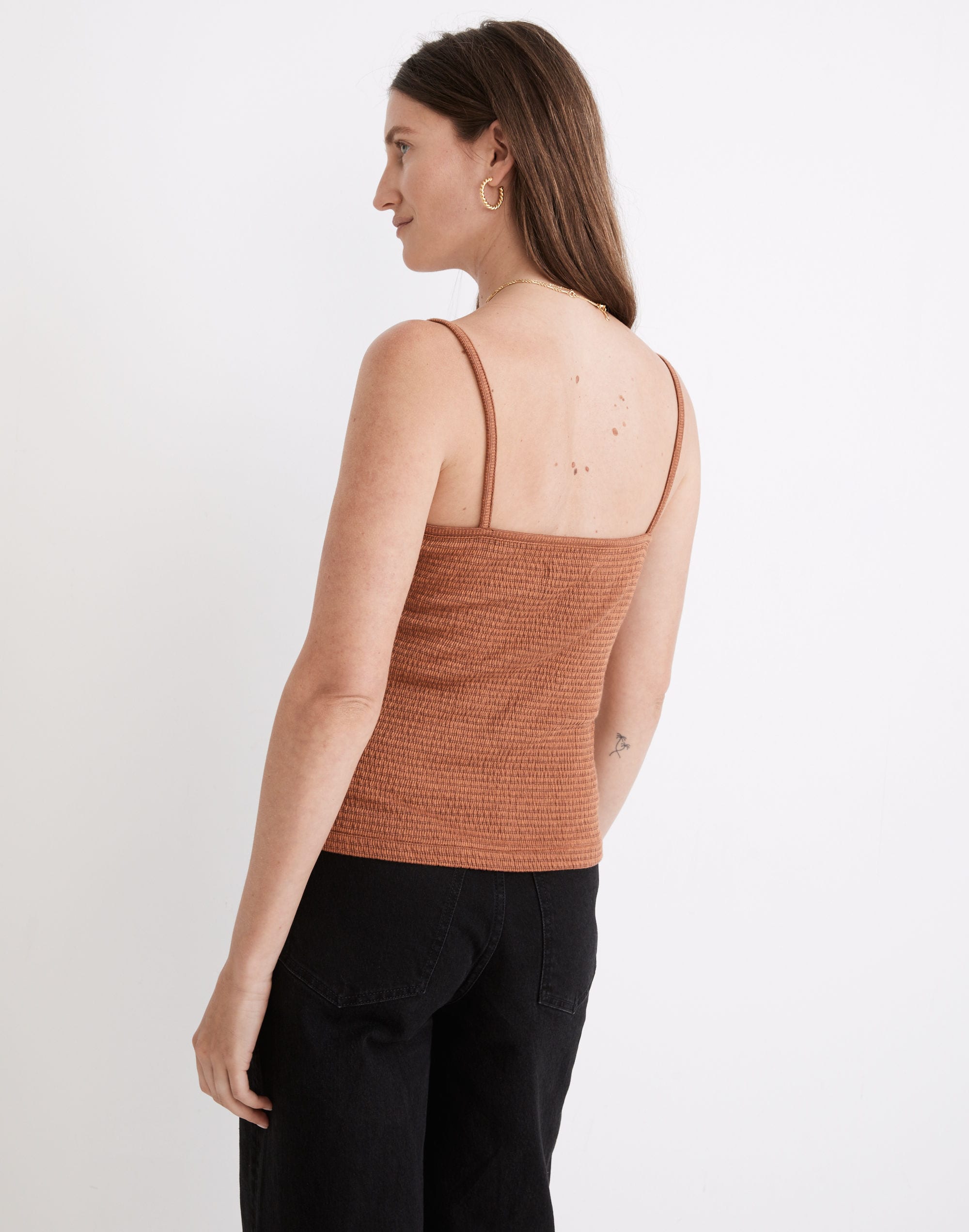 Knit Textured Square-Neck Crop Tank Top