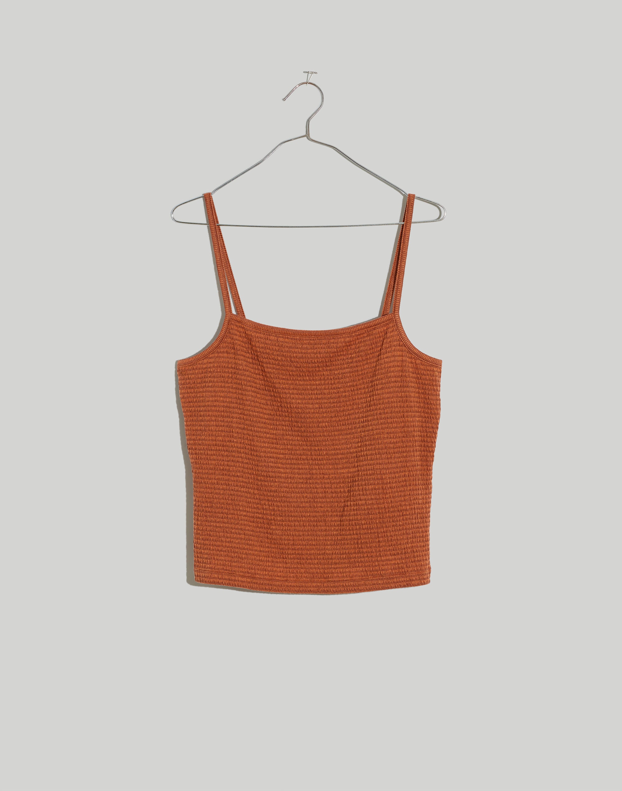 Knit Textured Square-Neck Crop Tank Top