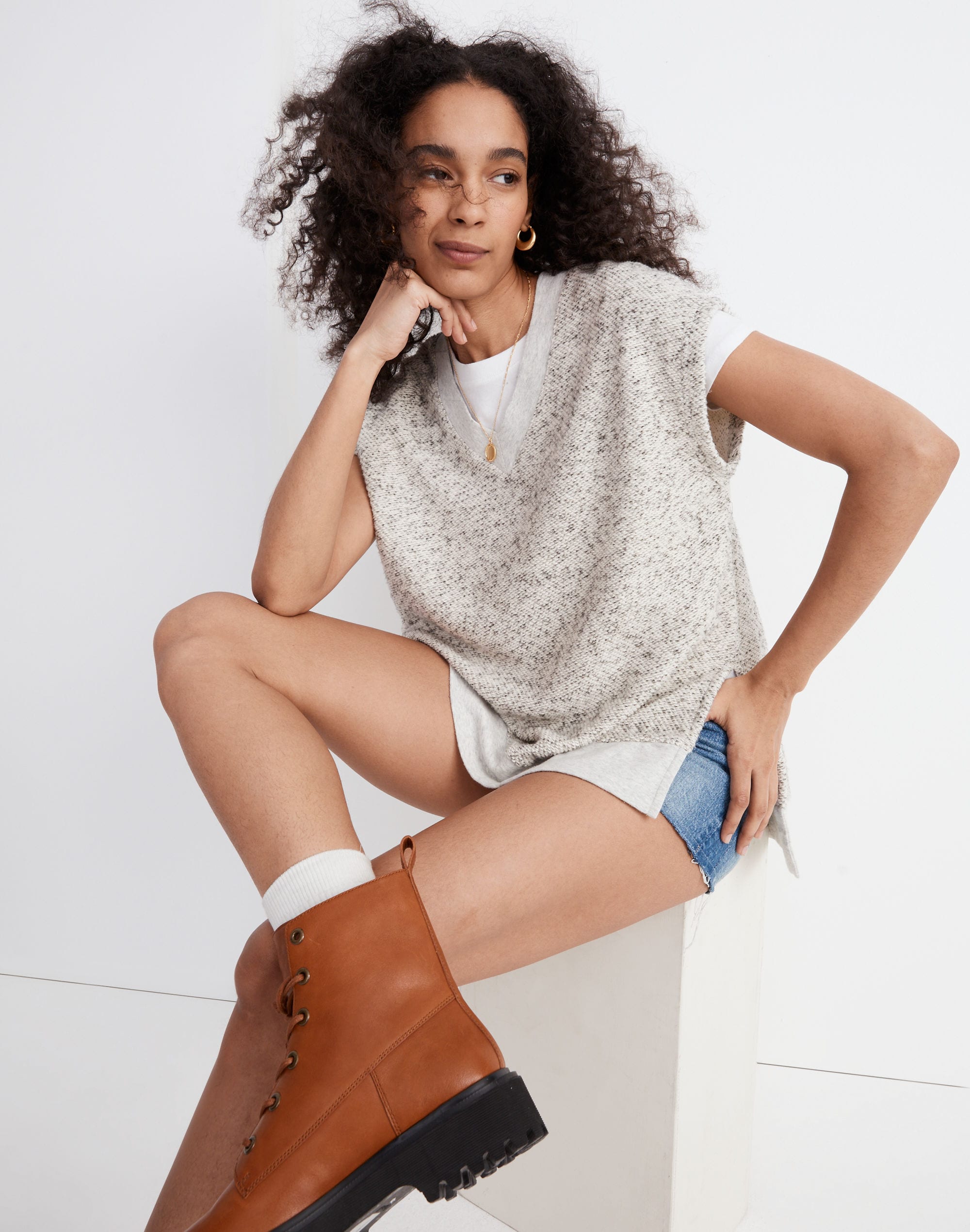 Marled V-Neck Tunic Vest