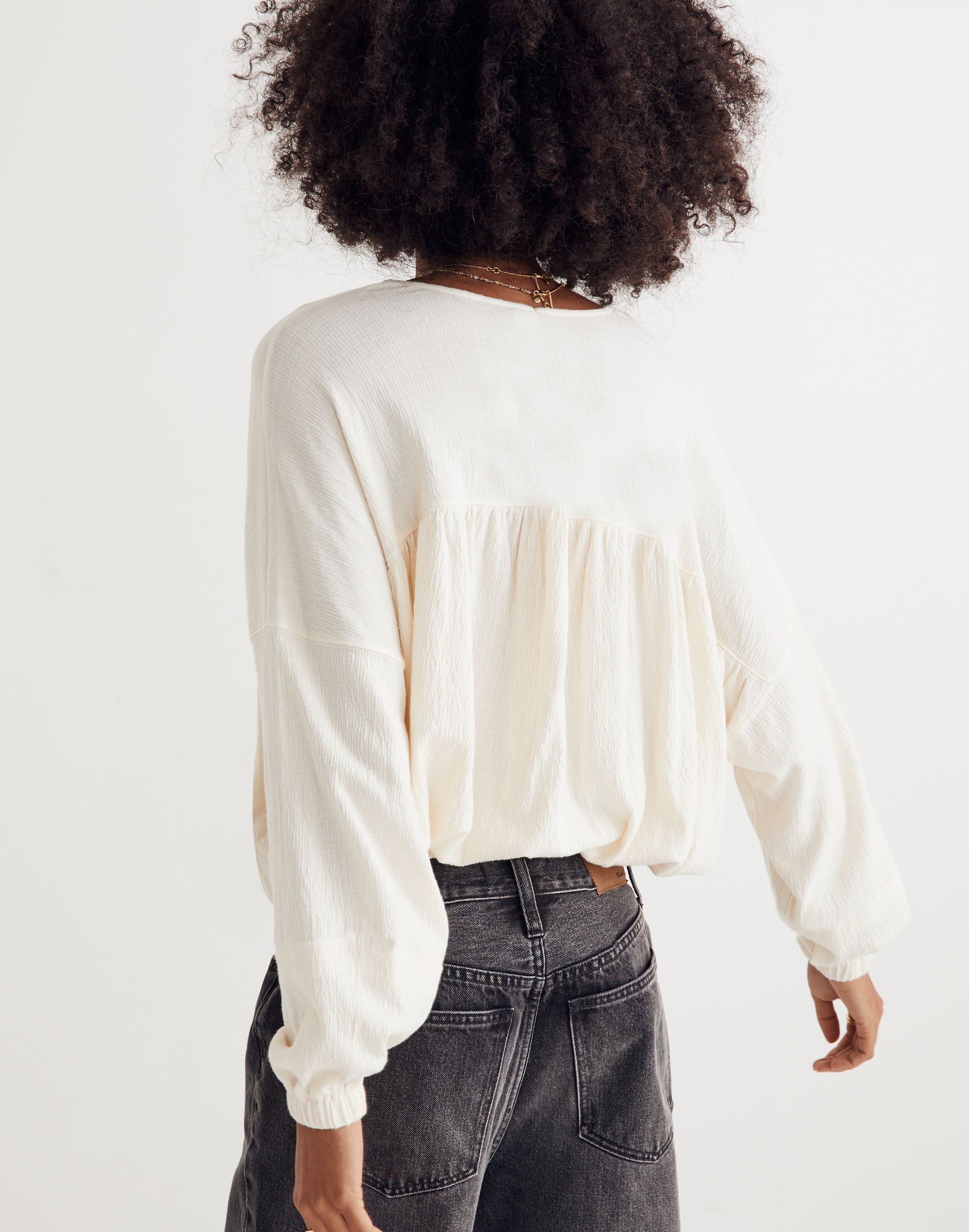 Knit Lightspun Ruched Long-Sleeve Top