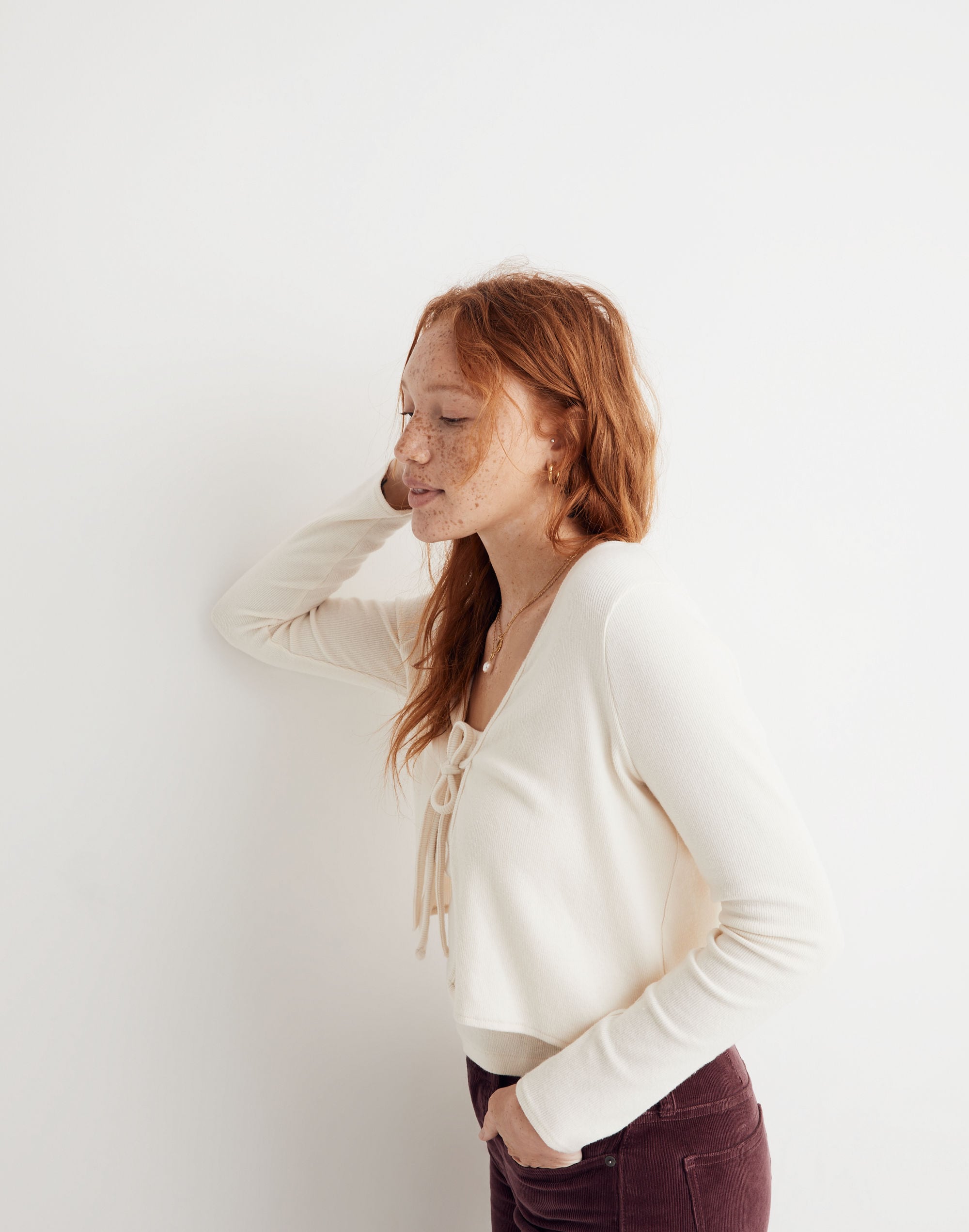 Brushed Rib Tie-Front Cardigan