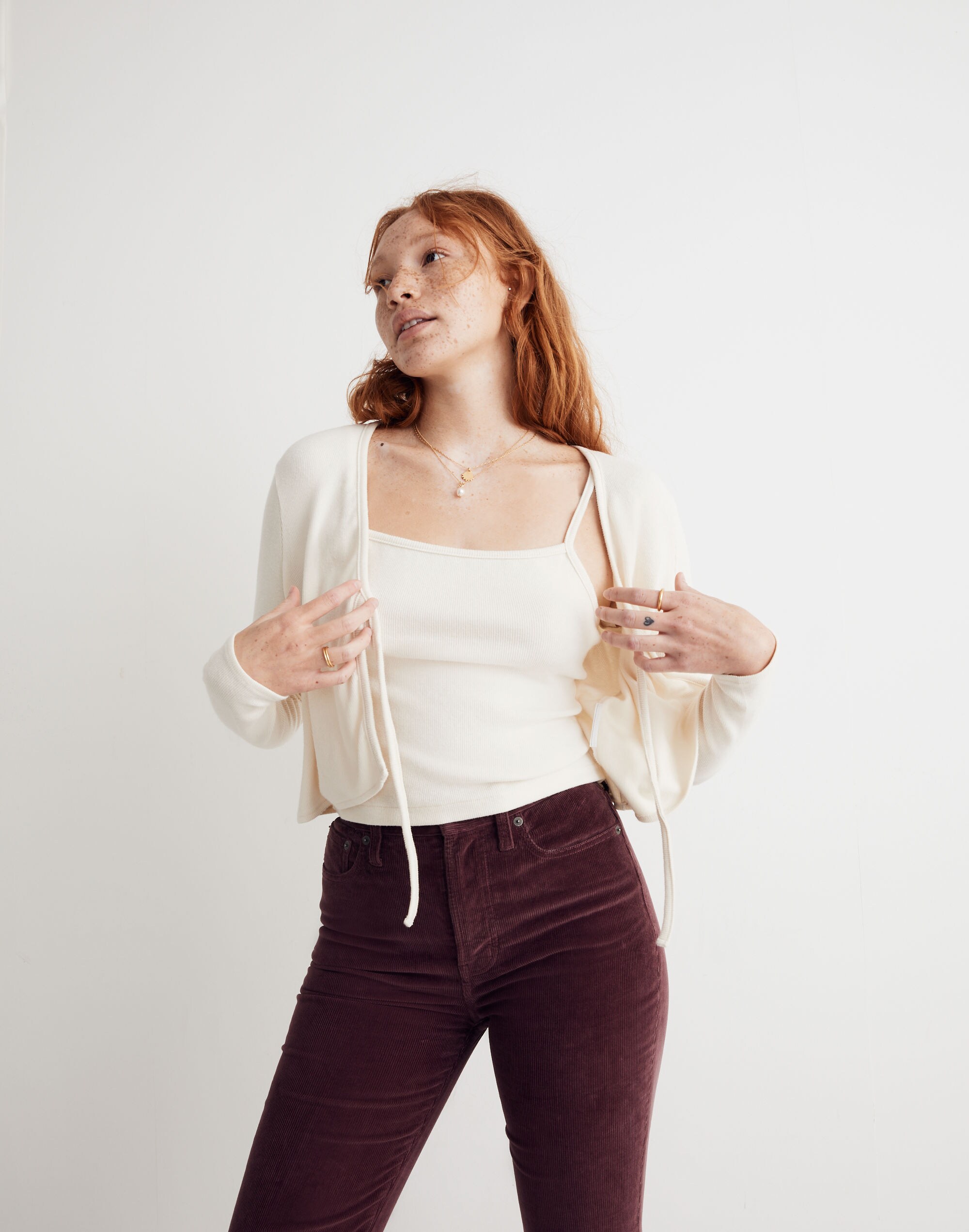 Brushed Rib Tie-Front Cardigan