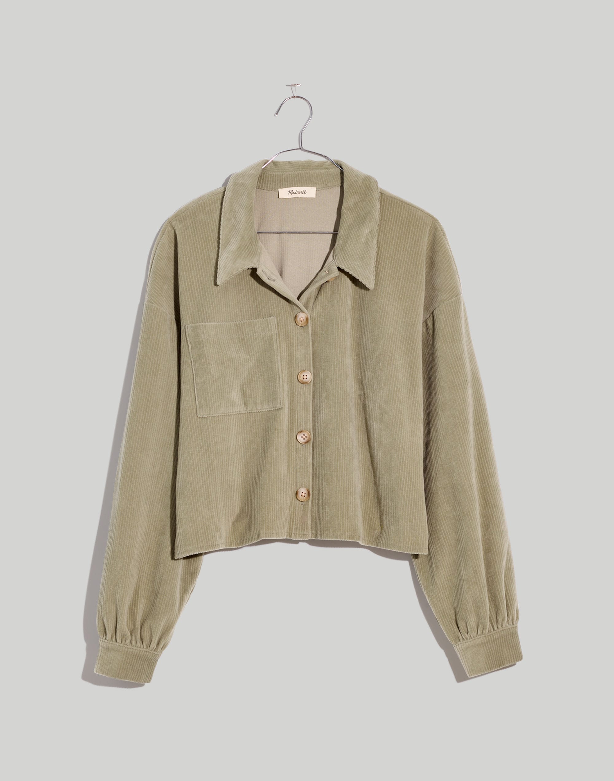Knit Corduroy Crop Shirt-Jacket