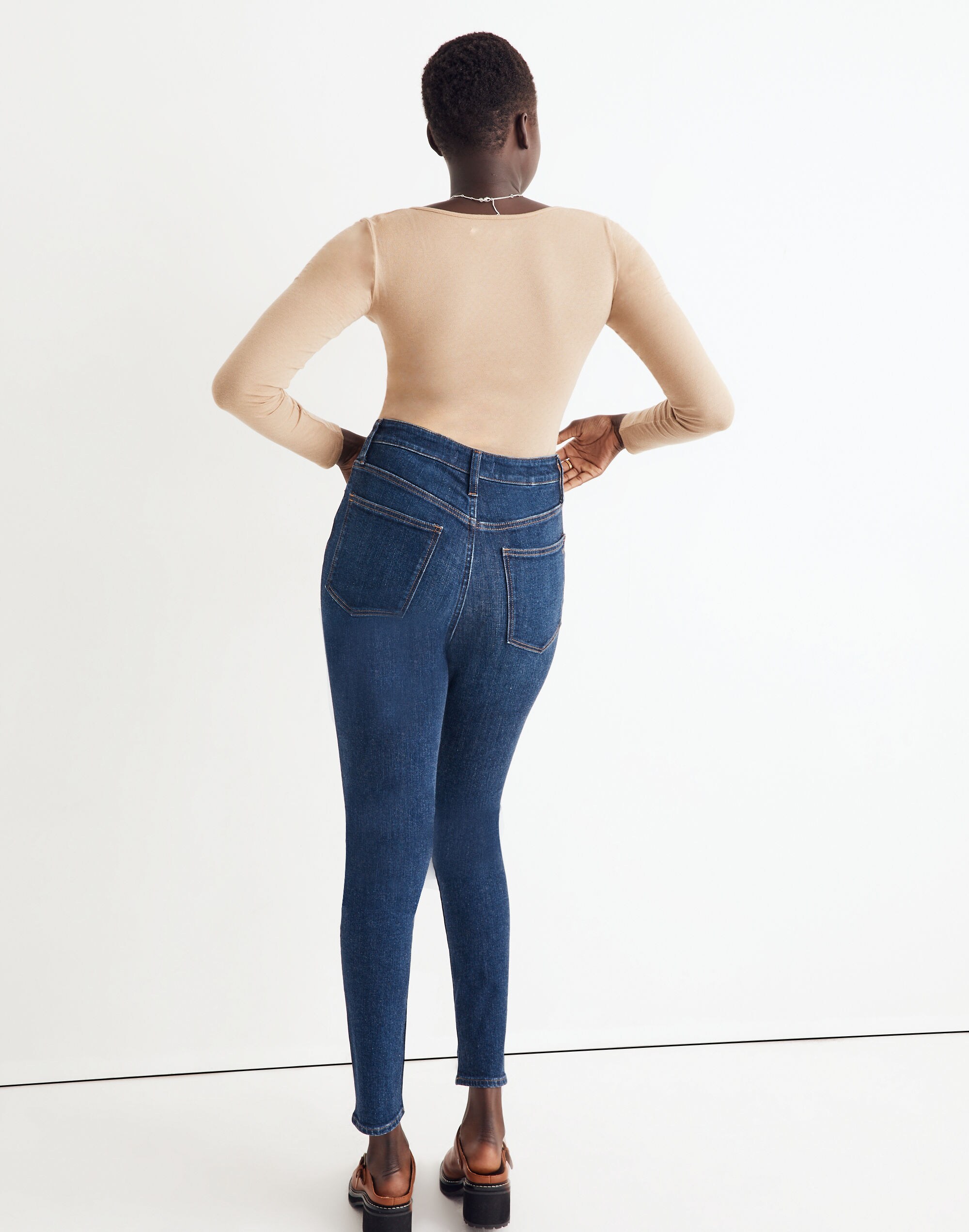 Pointelle Split-Neck Long-Sleeve Thong Bodysuit