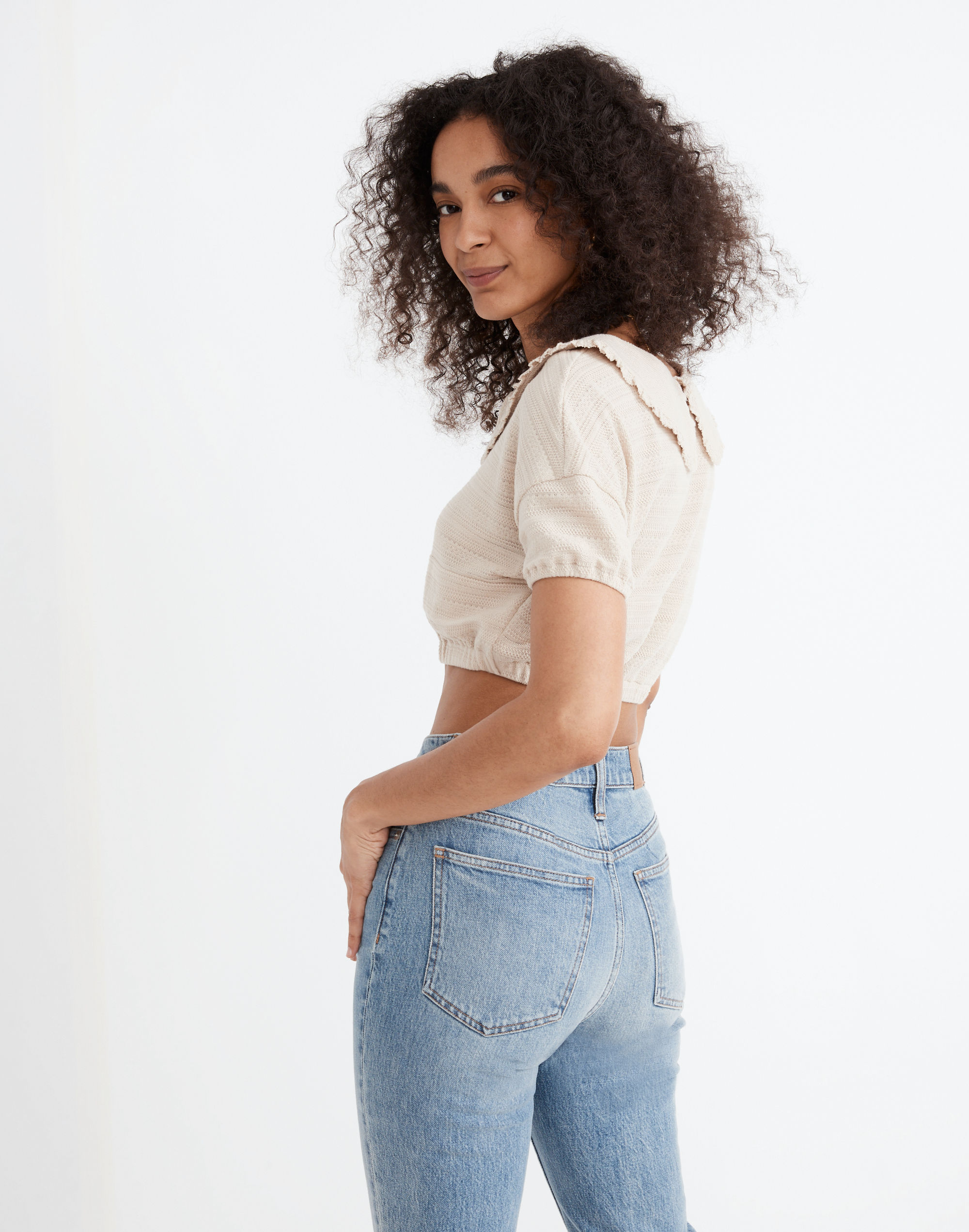 Ruffle-Collared Crop Top