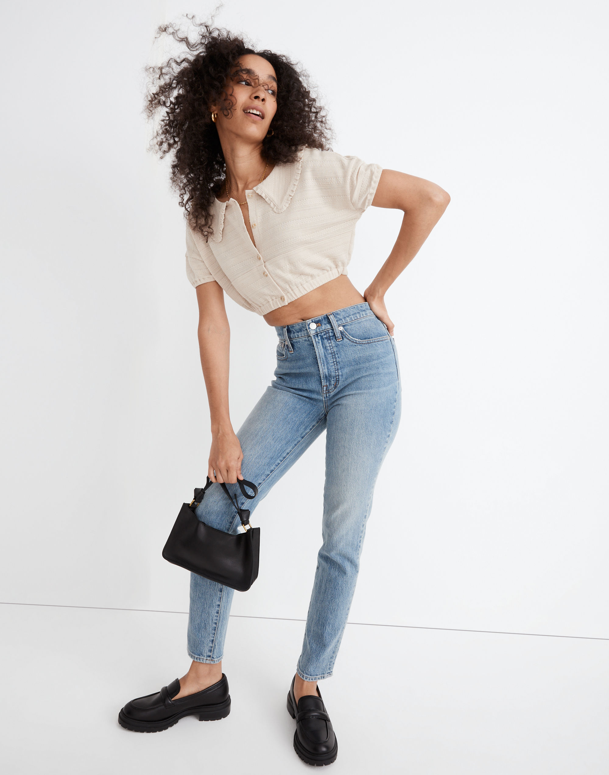 Ruffle-Collared Crop Top