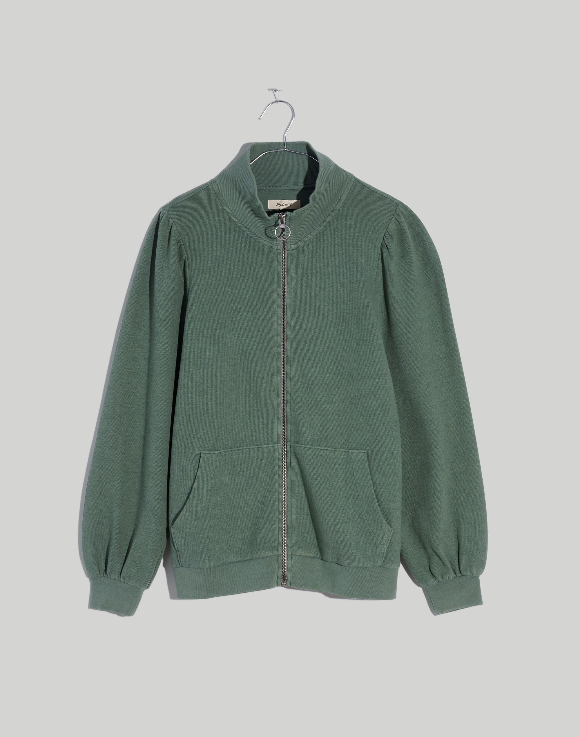 garment-dyed terry zip-up sweatshirt