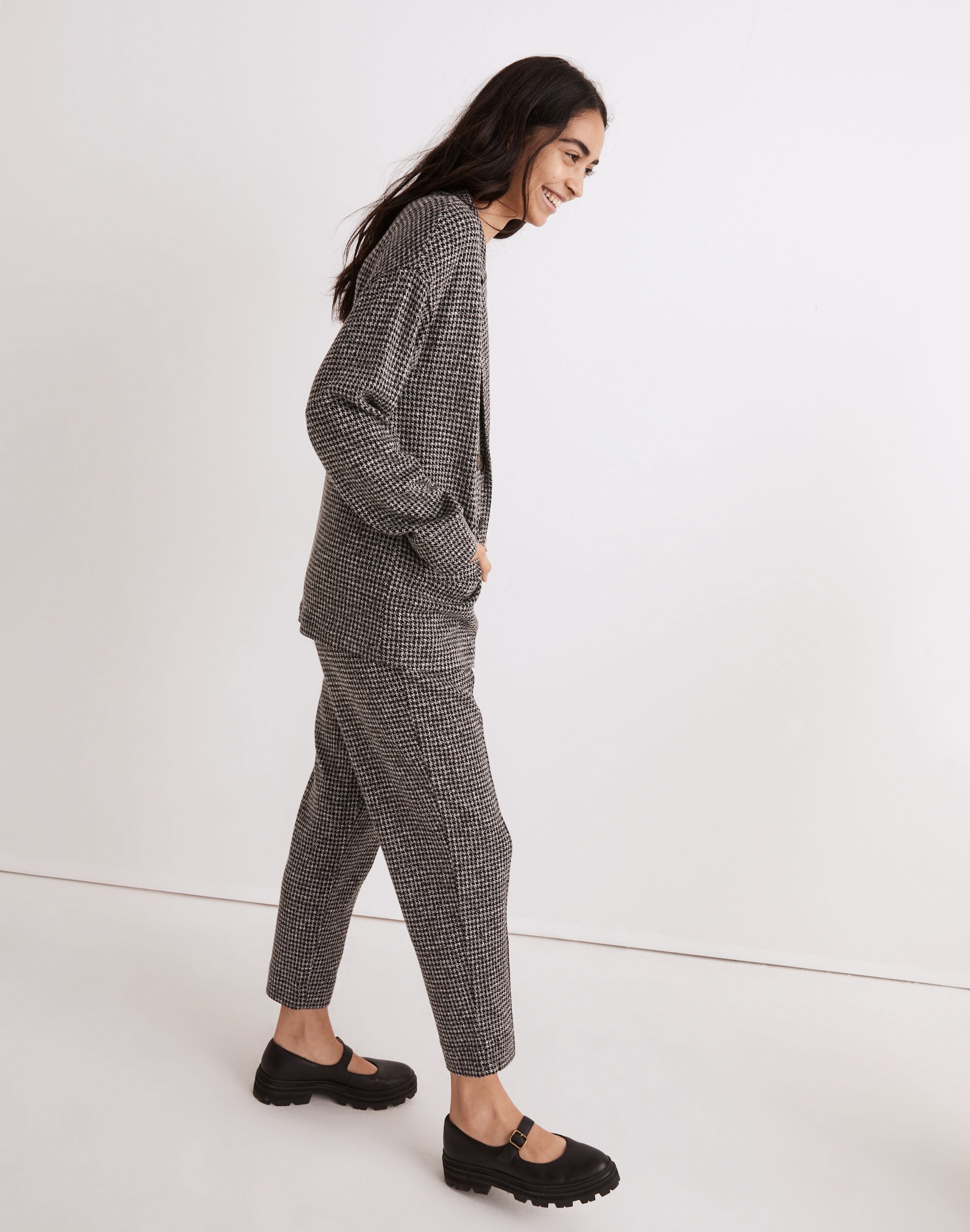 Brushed Knit Redford Blazer in Houndstooth Check