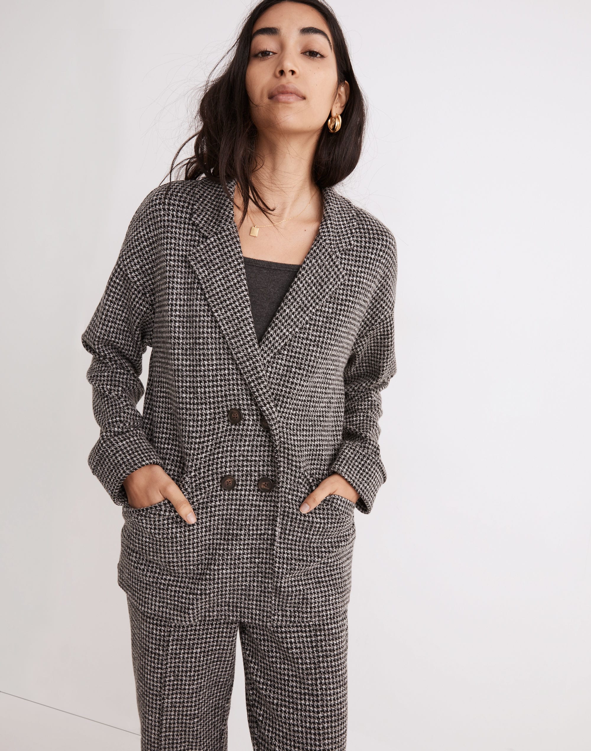 Brushed Knit Redford Blazer in Houndstooth Check