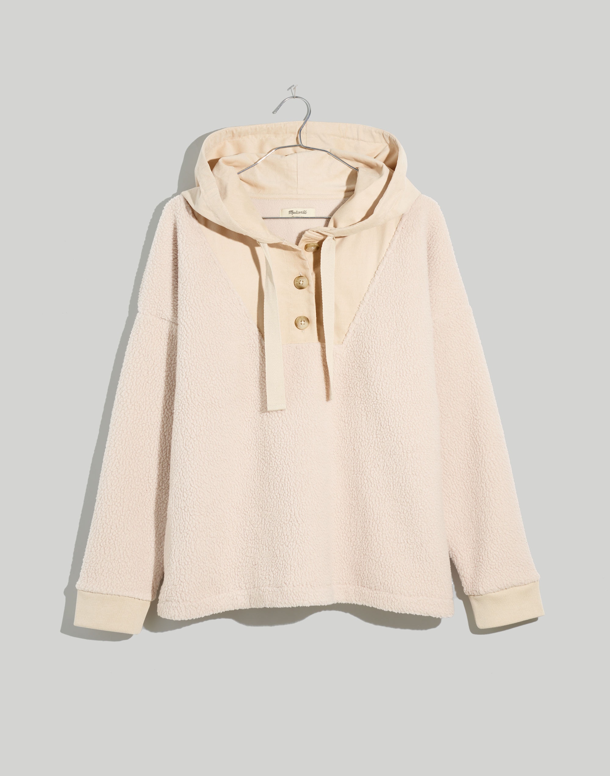 (re)sourced fleece button-front hoodie sweatshirt