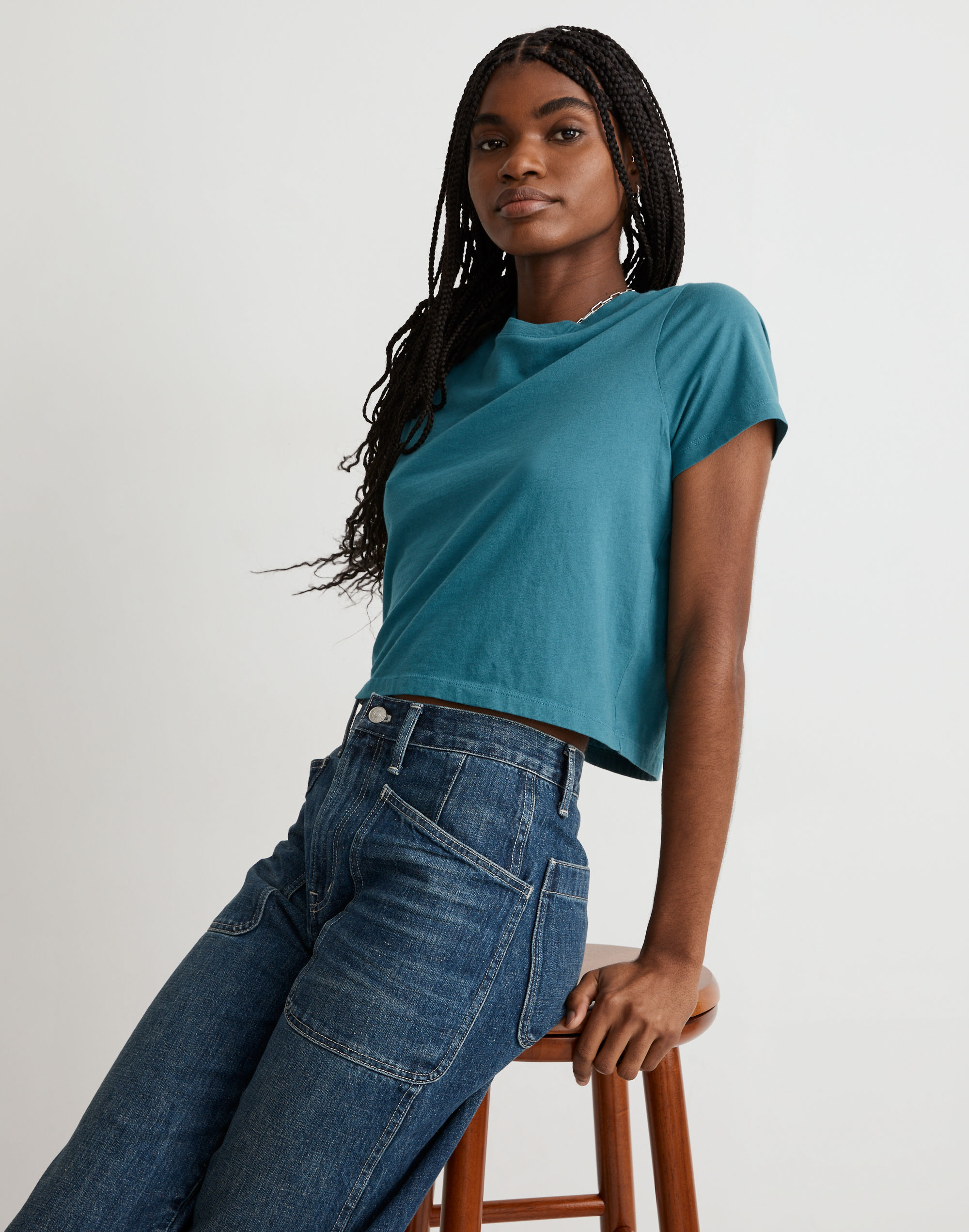 Softfade Cotton Boxy-Crop Tee
