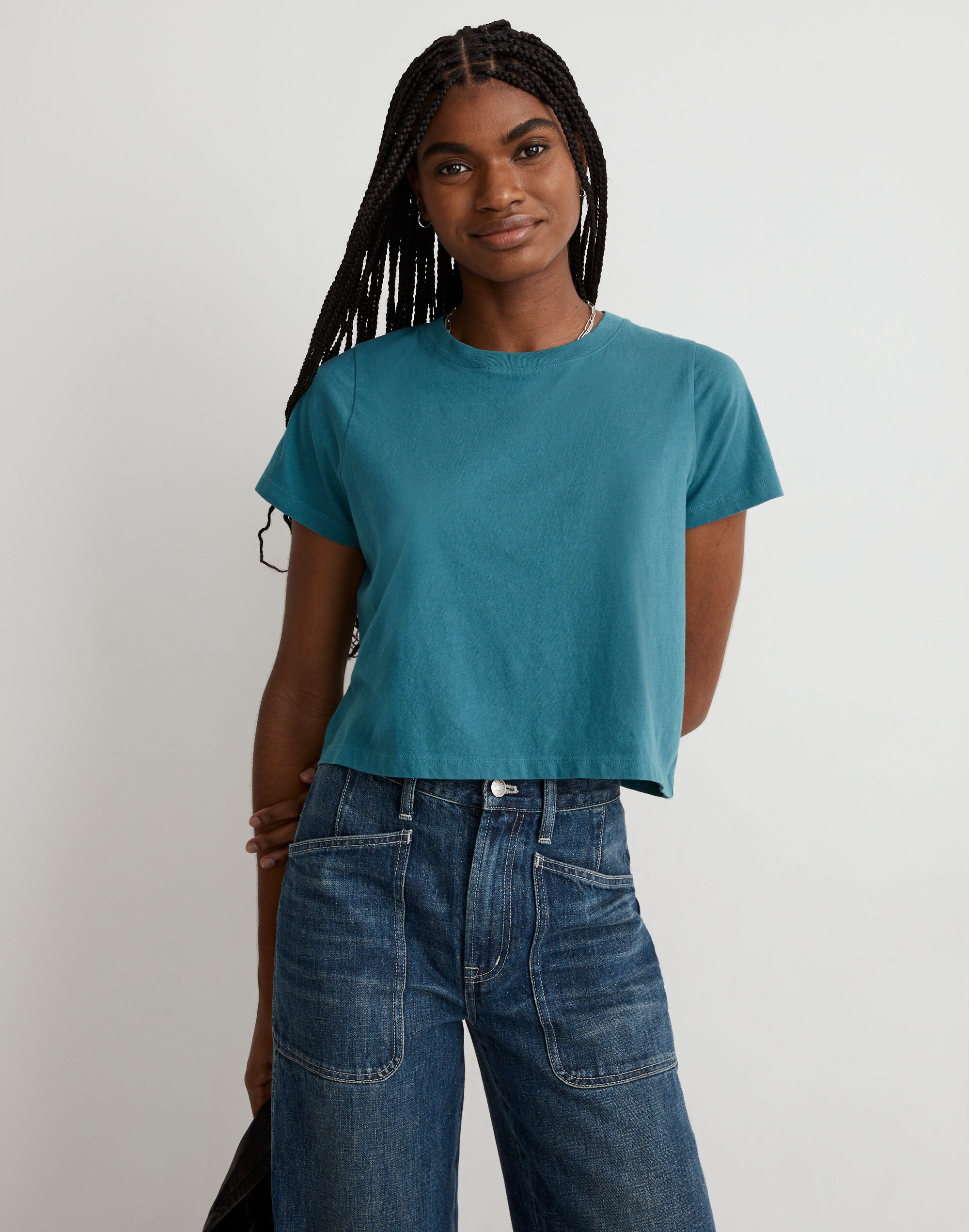 Softfade Cotton Boxy-Crop Tee
