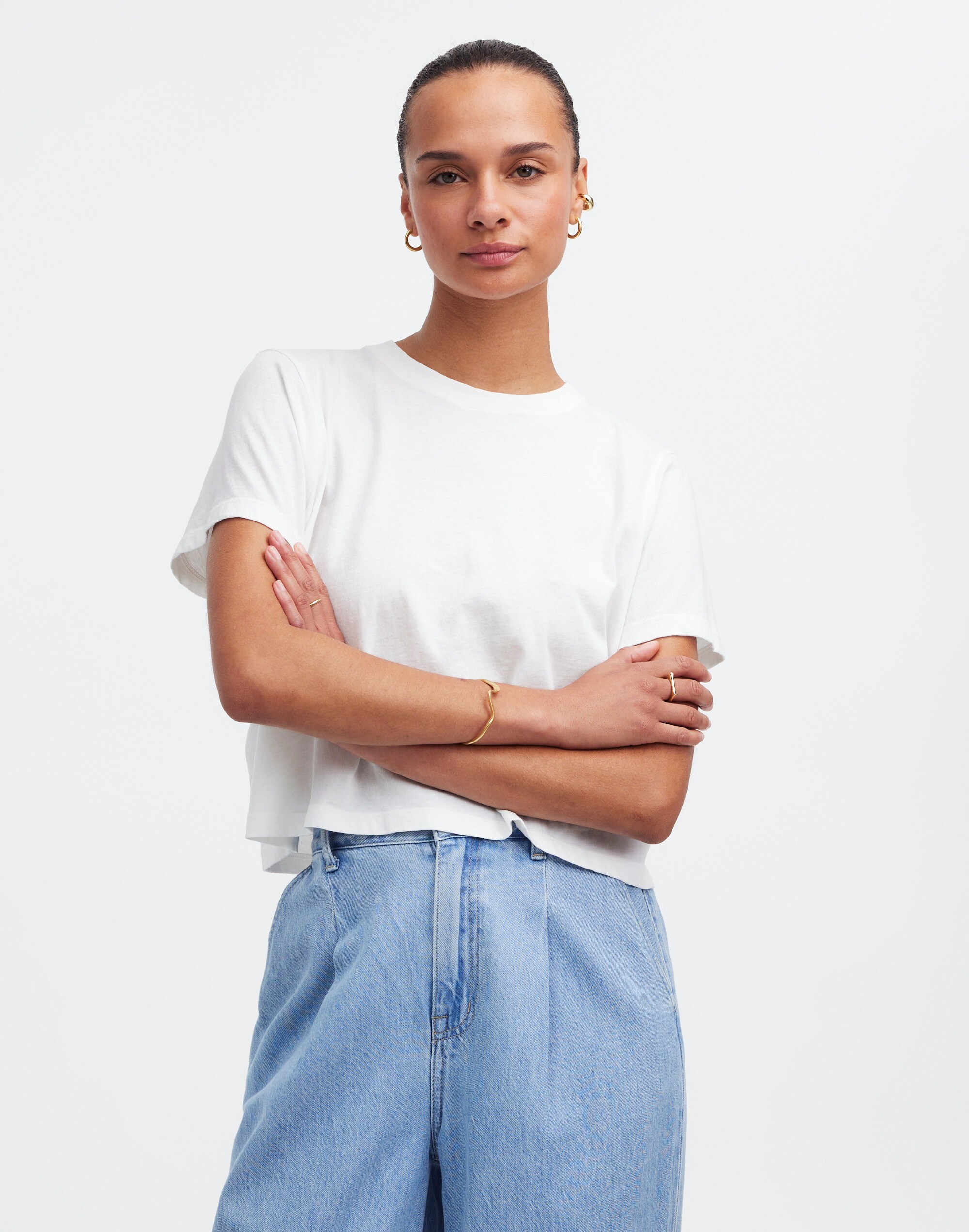 Softfade Cotton Boxy-Crop Tee