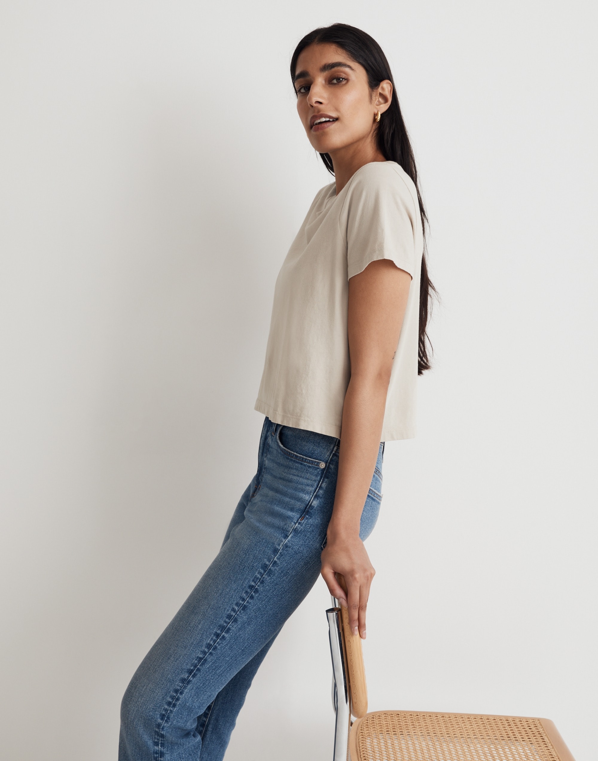 Softfade Cotton Boxy-Crop Tee