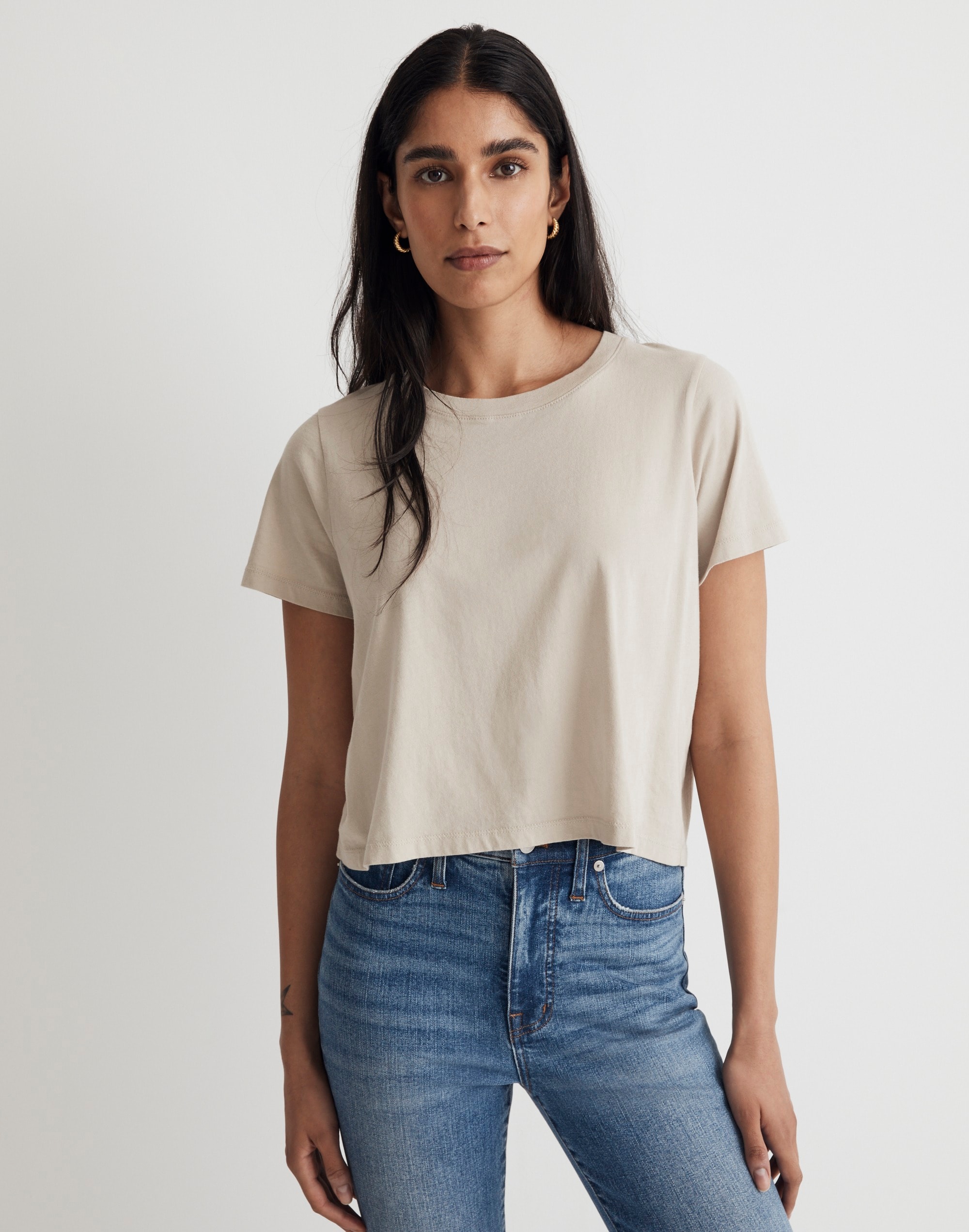 Softfade Cotton Boxy-Crop Tee