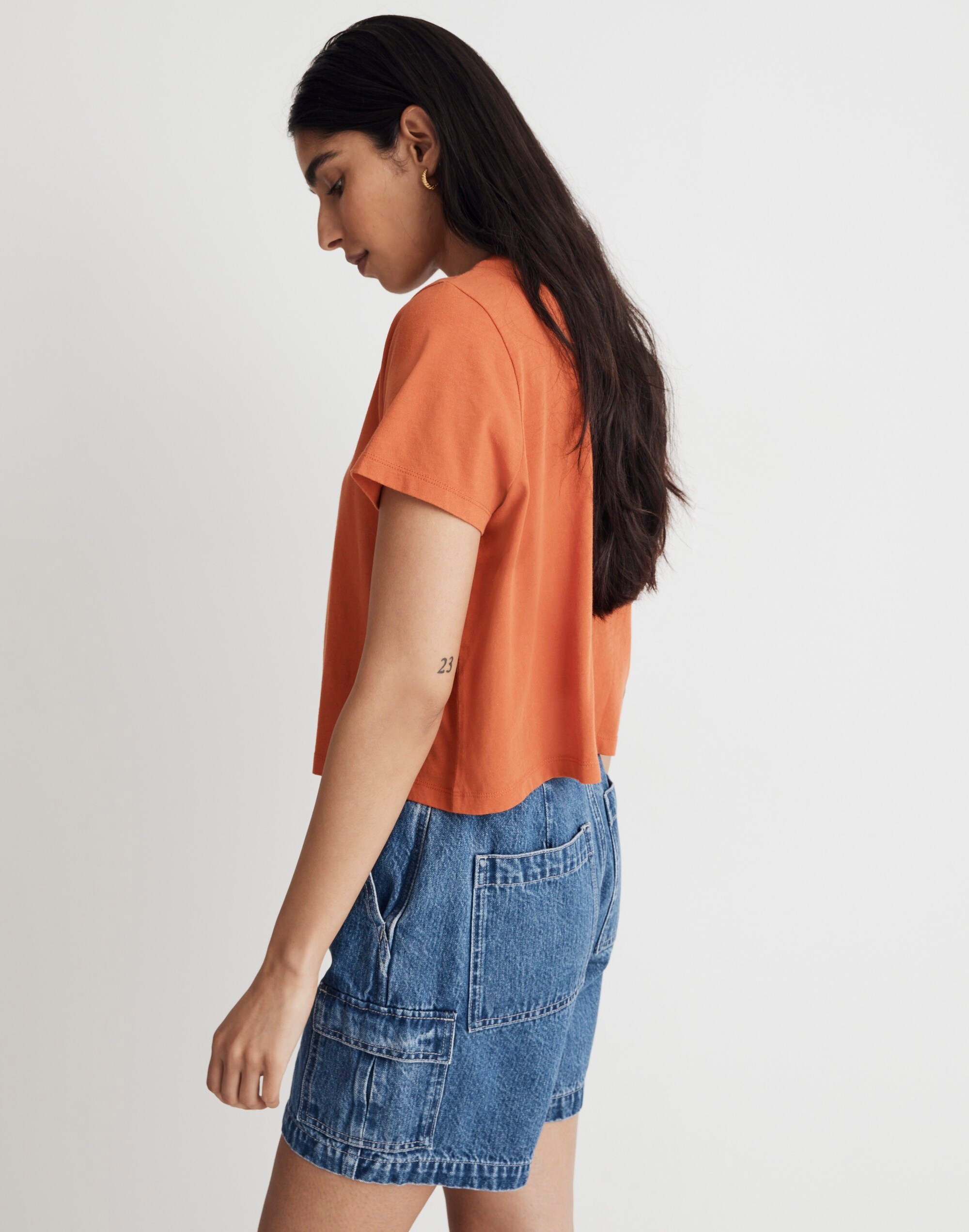 Softfade Cotton Boxy-Crop Tee